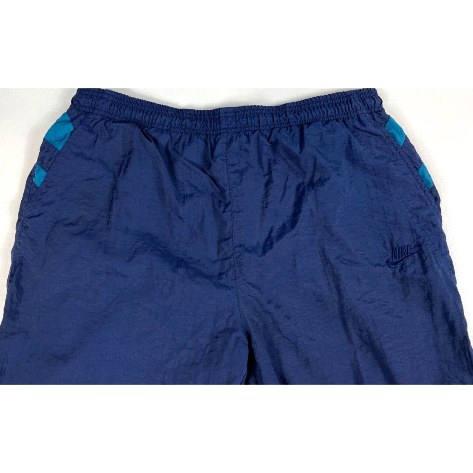 Nike Nike Men's Vintage Nylon Track Pants Lined Navy Blue 90s Sz L Athletic Pockets Size US 33 - 3 Thumbnail