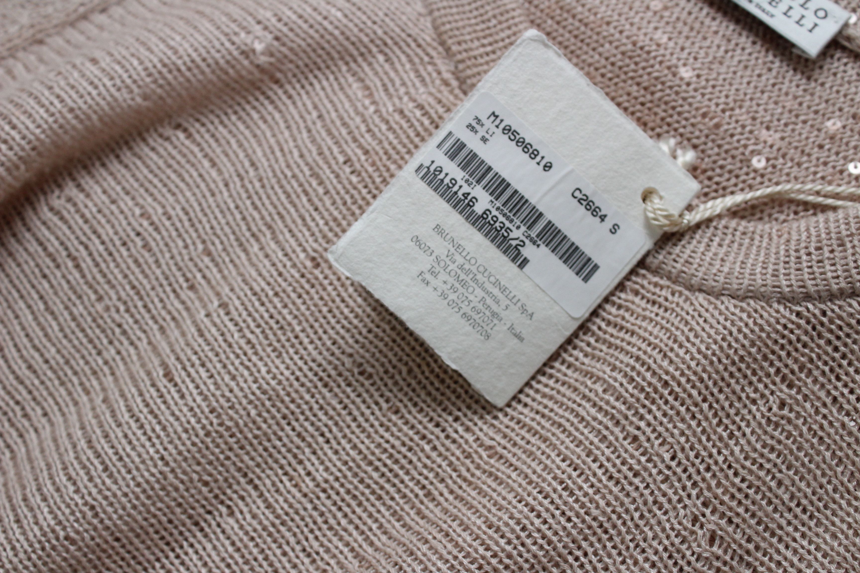 Brunello Cucinelli Brunello Cucinelli Beige Sequinned Knit Layered Sweater Sz S Size S / US 4 / IT 40 - 14 Thumbnail