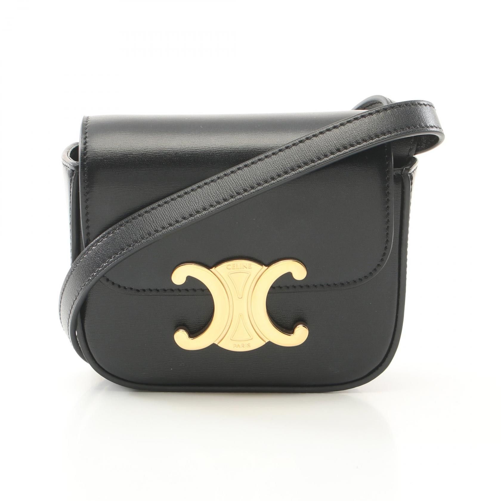 Celine Celine Mini Claude Triomphe Leather Shoulder Bag Leather Shoulder Bag 10I513 in Black, Women's