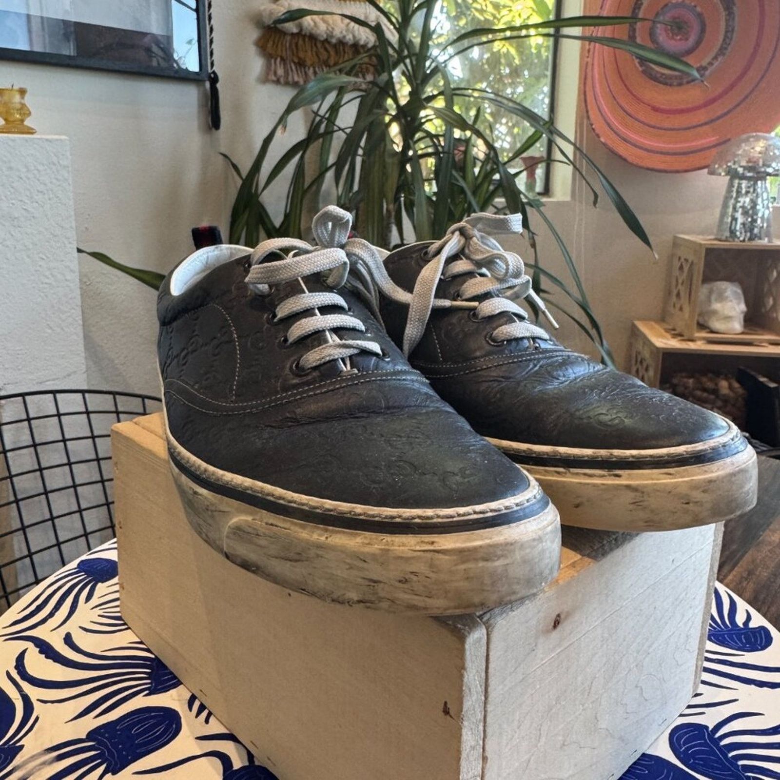 Gucci Gucci GG Monogram Navy Leather Low-Tops, Men’s 42.5 (US 9.5) Size US 9.5 / EU 42-43 - 6 Thumbnail