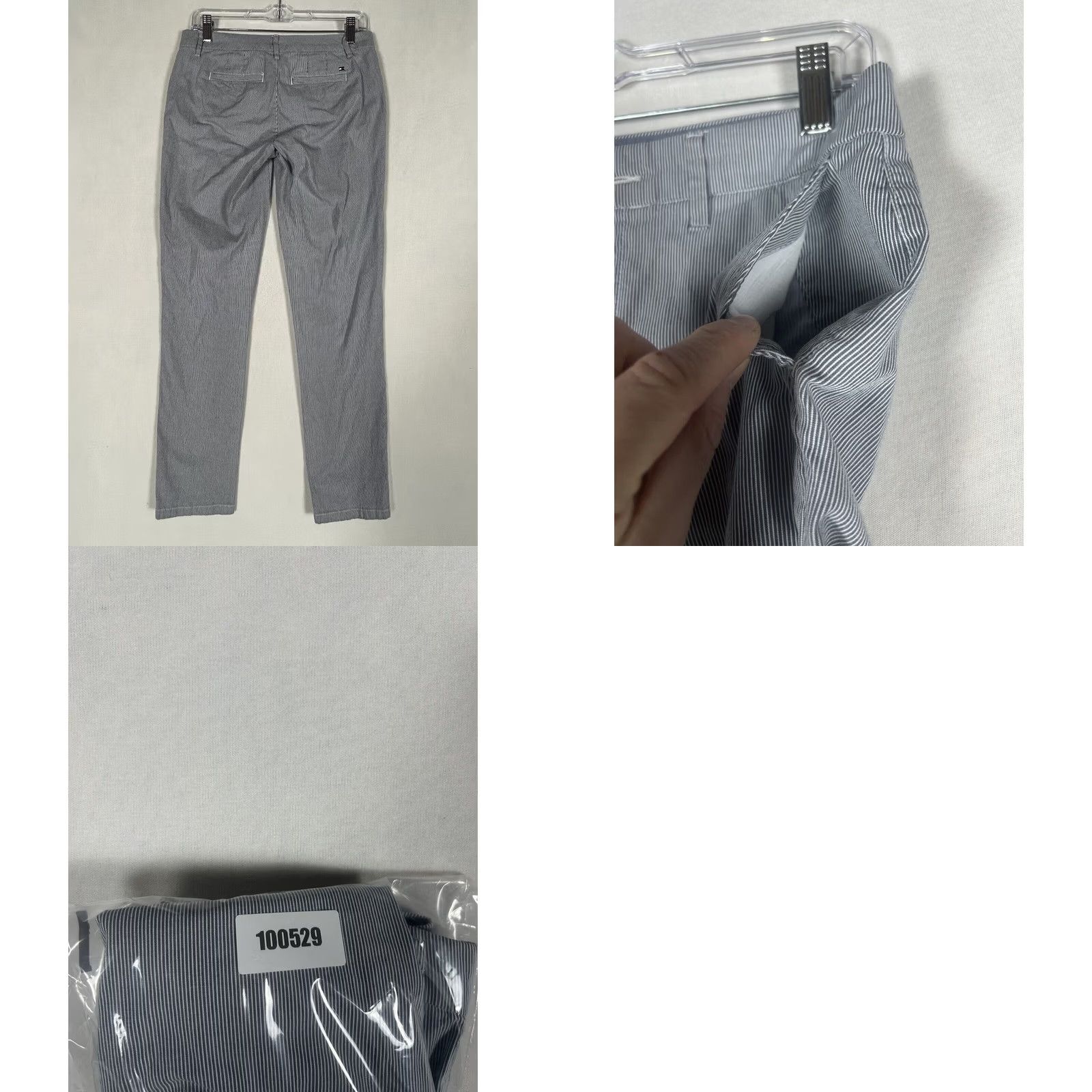 Tommy Hilfiger VINTAGE Tommy Hilfiger Chino Pants Womens 2 Blue Striped Hampton Slim Fit Casual Work Size 26" / US 2 / IT 38 - 8 Thumbnail