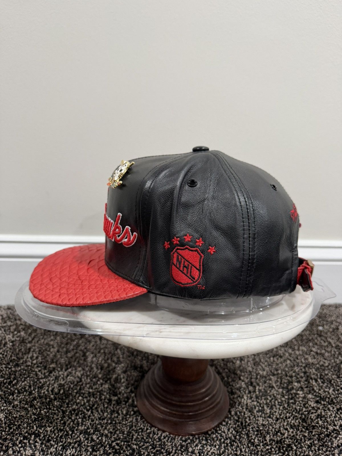 Just Don × Mitchell & Ness Just Don x Mitchell & Ness NBA Chicago Blackhawk Leather Hat Size ONE SIZE - 4 Thumbnail
