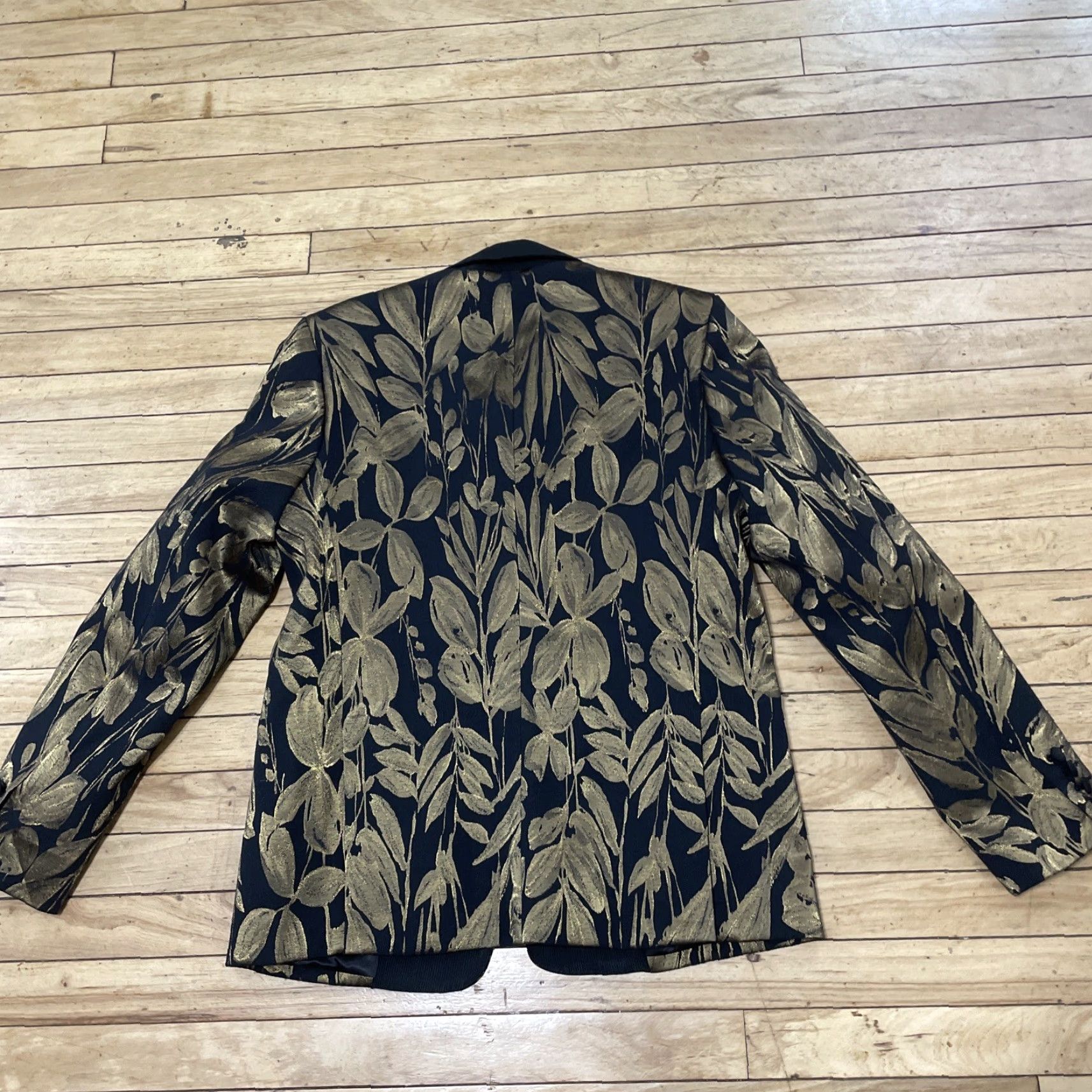 Mr Turk MR TURK Coleman Blazer Men 42 Black Gold Floral Brocade Designer Coat New 50 Size 42R - 3 Thumbnail