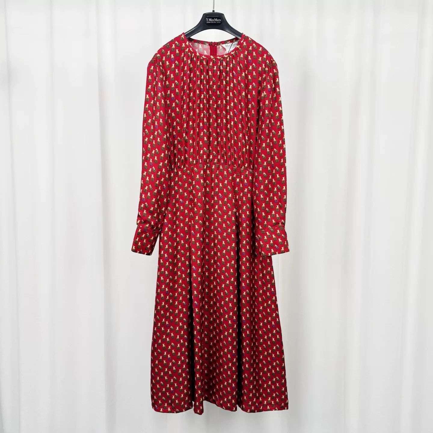 Max Mara Maxmara All-Over Logo Silk Dress Size M / US 6-8 / IT 42-44 - 1 Thumbnail