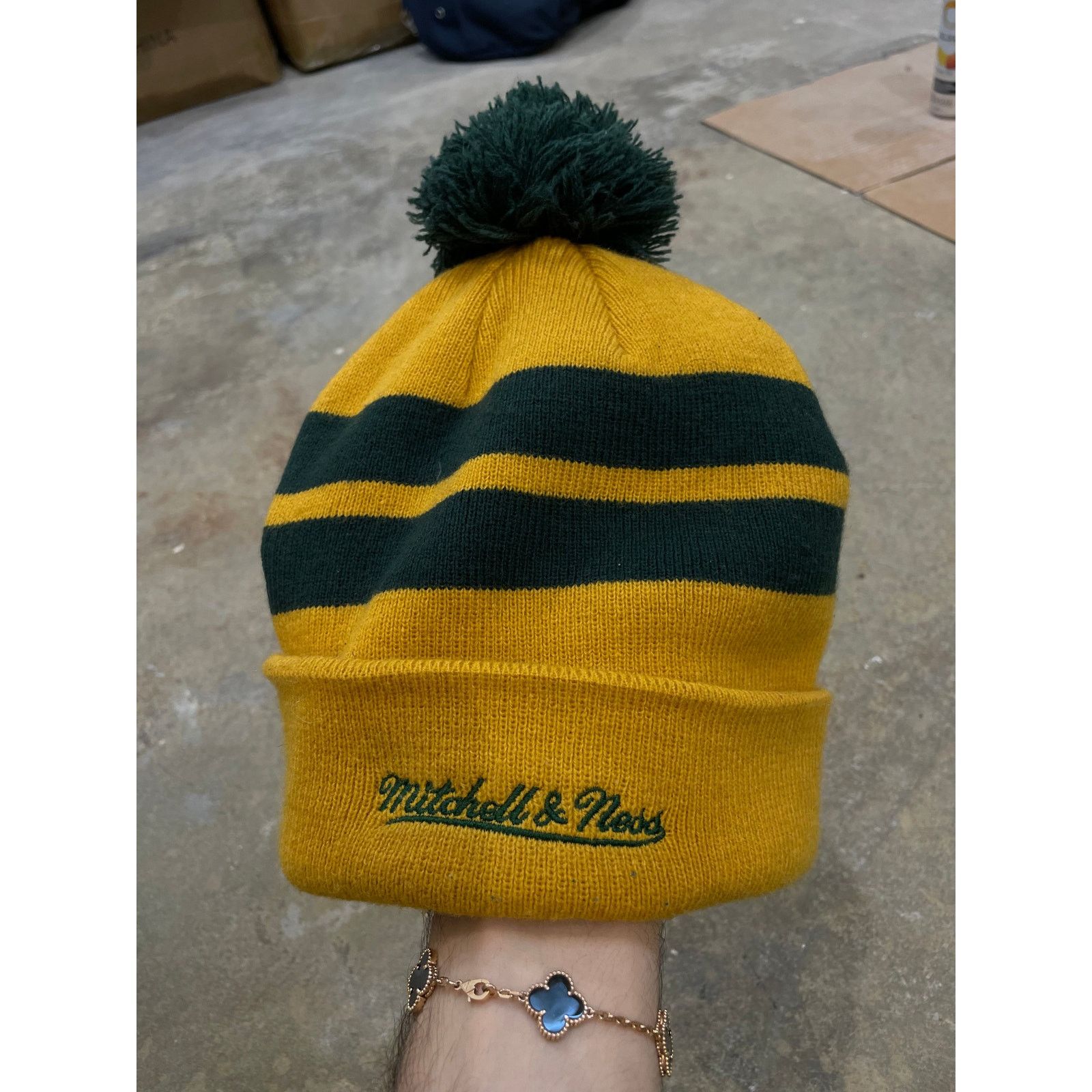 Palm Angels Palm Angel Beanie Green / Yellow OS Used Size ONE SIZE - 2 Thumbnail