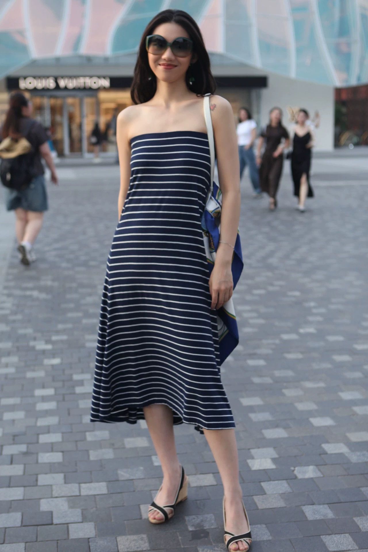Ralph Lauren Main Line Breton Stripe Bandeau Dresses S-M in Blue, Women's