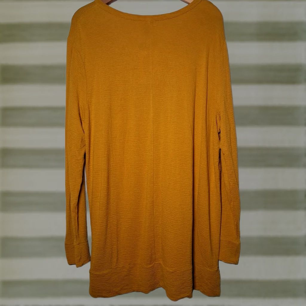 Adrianna Papell VINTAGE Adiranna Papell Tunic Shirt Women Plus Size 2XL Goldenrod Long Sleeve Stretch Size XXL / US 16-18 / IT 52-54 - 1 Thumbnail