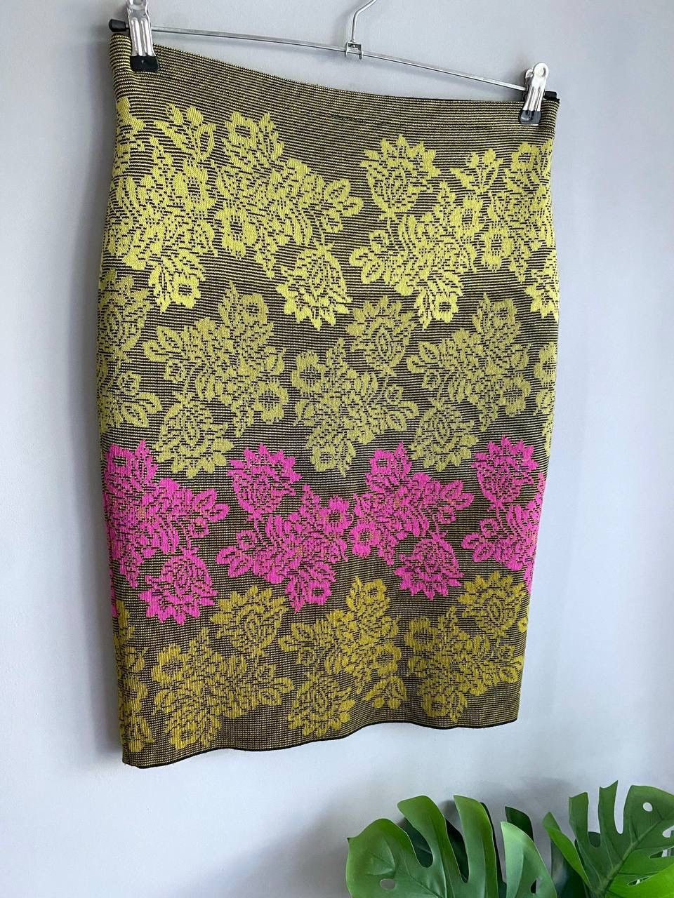 Designer × Vintage Oleana Silk/Merino Wool Knit Skirt Floral Print Size S Size 30" / US 8 / IT 44 - 3 Thumbnail
