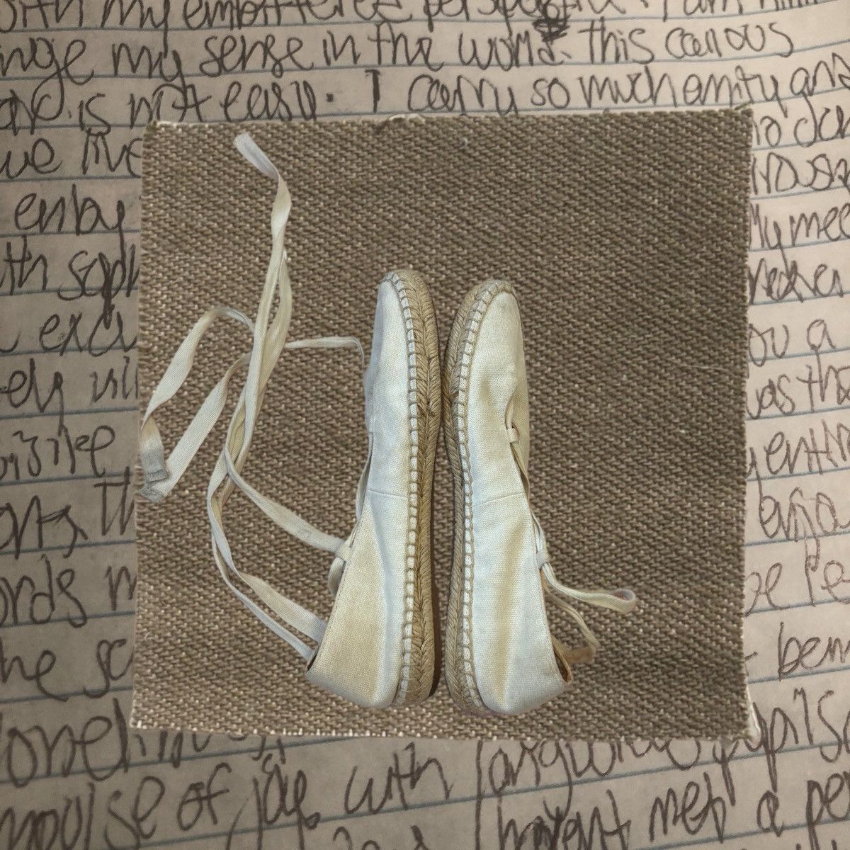 J.Crew j crew white canvas ballerina tie up flats Size US 8.5 / IT 38.5 - 4 Thumbnail