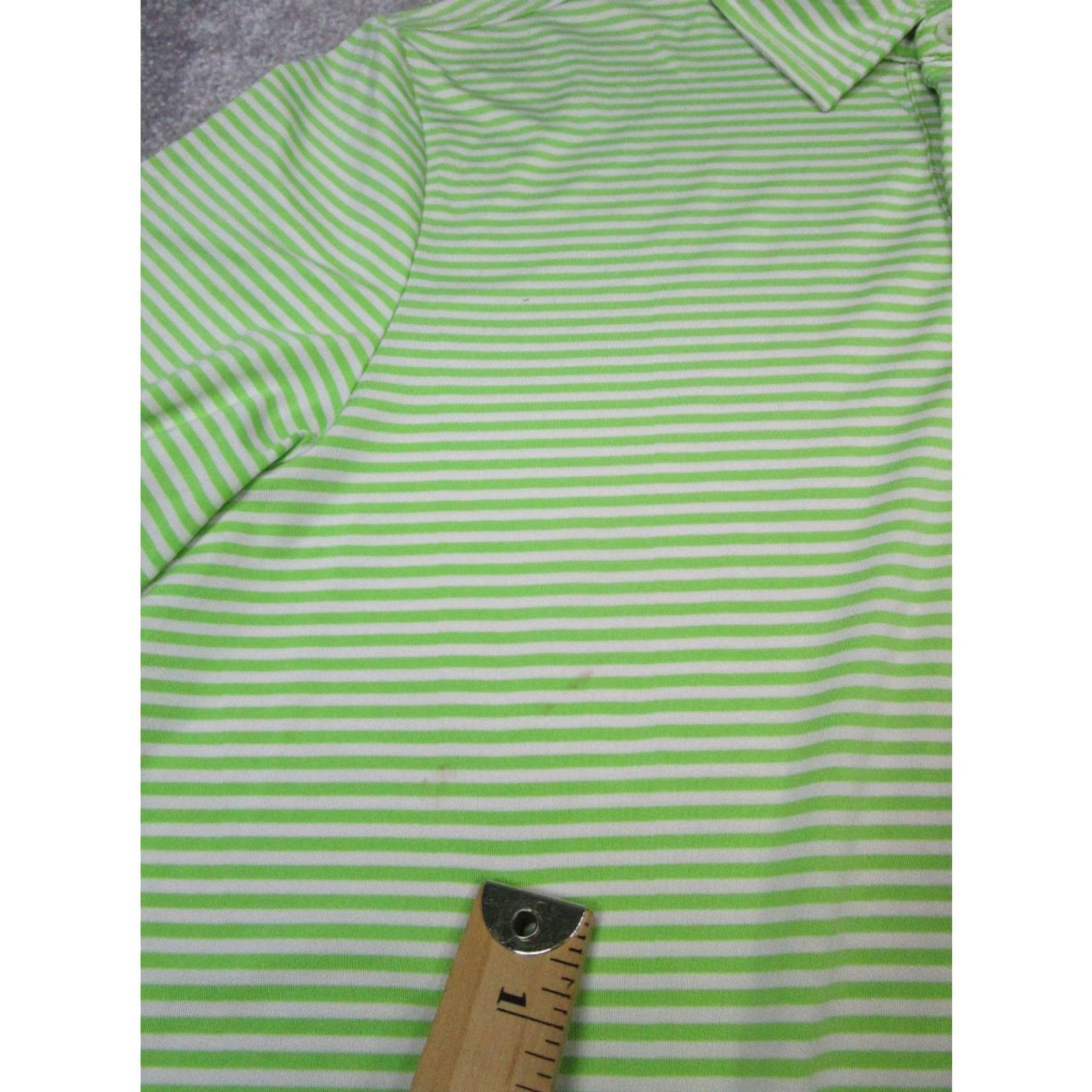 RLX Ralph Lauren RLX Ralph Lauren Polo Shirt Mens L Green White Striped Logo Golf Casual Shirt Boys? Mens Size US L / EU 52-54 / 3 - 7 Thumbnail
