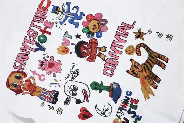 Japanese Brand Fun graffiti cartoon print cotton loose T-shirt Size US L / EU 52-54 / 3 - 3 Thumbnail