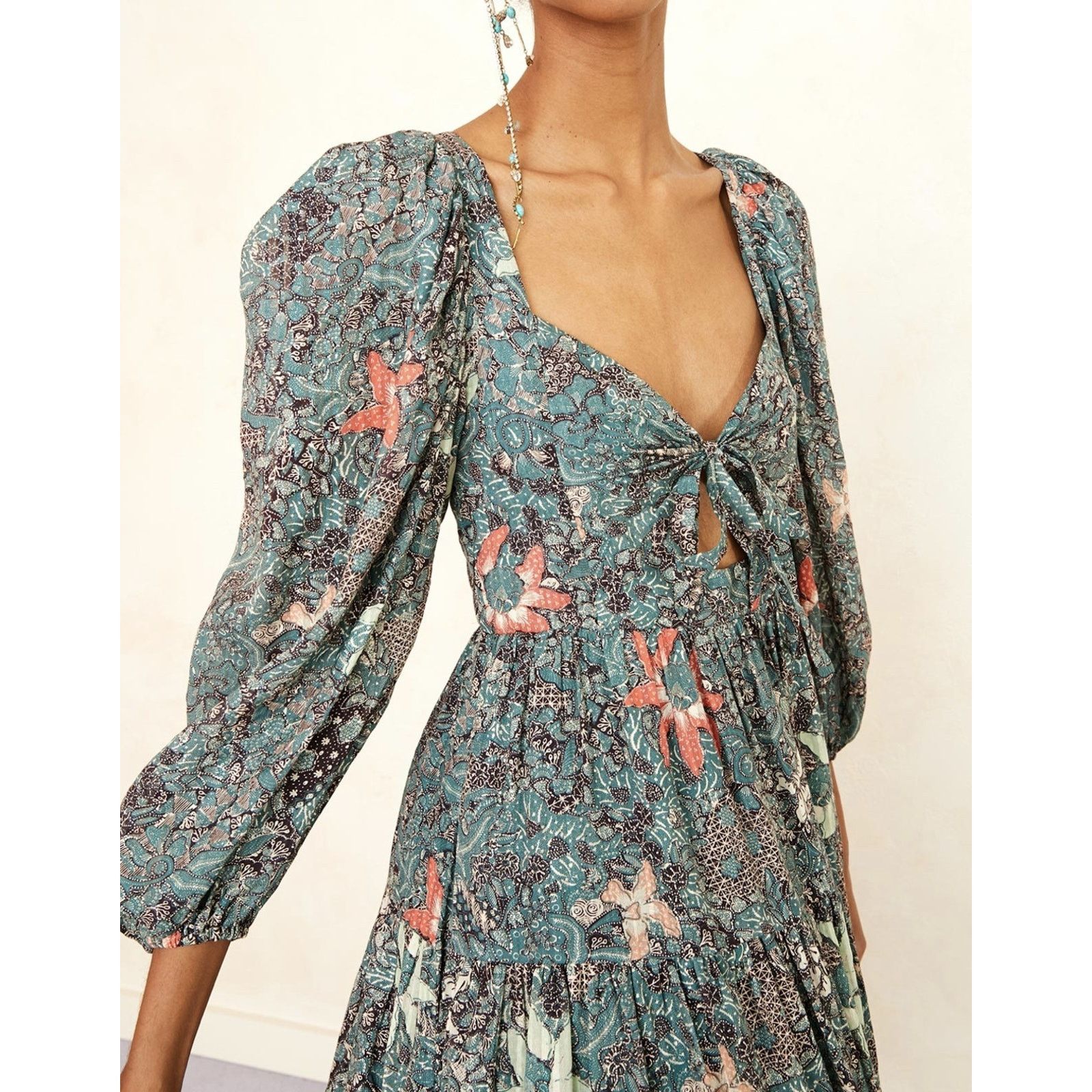 Ulla Johnson ULLA JOHNSON Kemala Floral Poplin Malachite Size 2 Size XS / US 0-2 / IT 36-38 - 3 Thumbnail