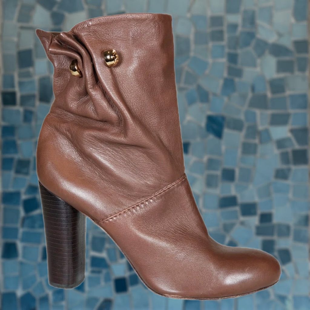 Tory Burch Tory Burch Sable Nappa Fly Ankle Boots Fig Brown High Heel Brazil Women's US 10 Boot Menus? Size US 10 / IT 40 - 1 Thumbnail