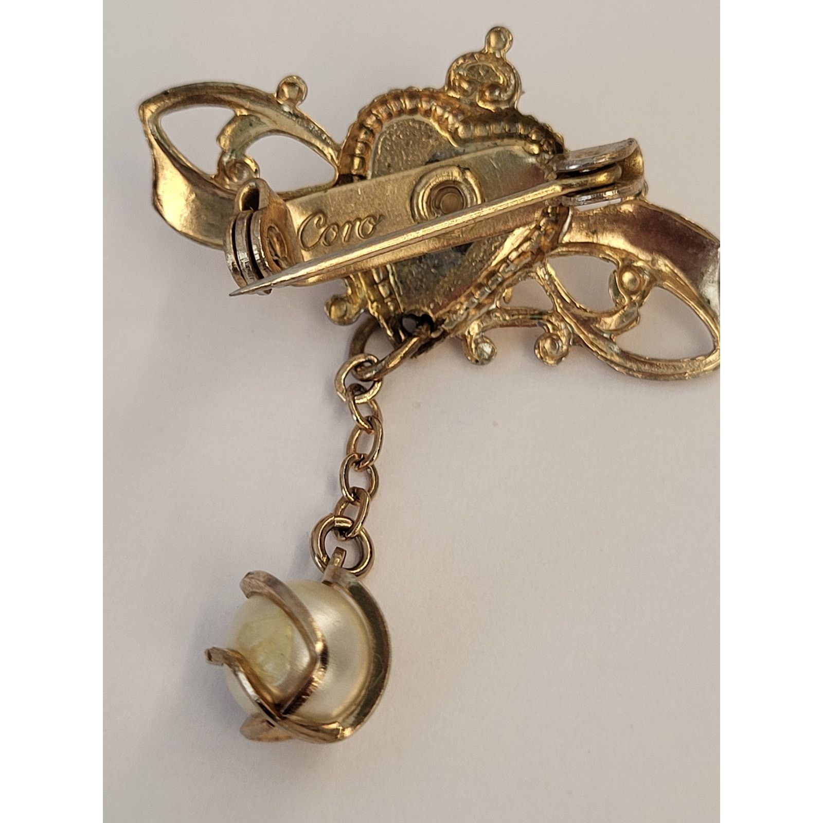 & Other Stories Coro Heart Brooch w/Pearl Drop VTG Signed MCM Size ONE SIZE - 8 Thumbnail
