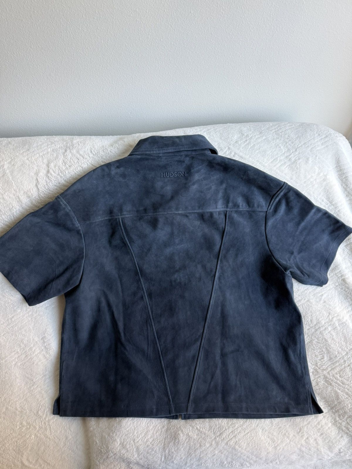 Hudson HUDSON Men’s XXL Petrol Leather Suede Zip Shirt Short Sleeve Size US XXL / EU 58 / 5 - 10 Thumbnail