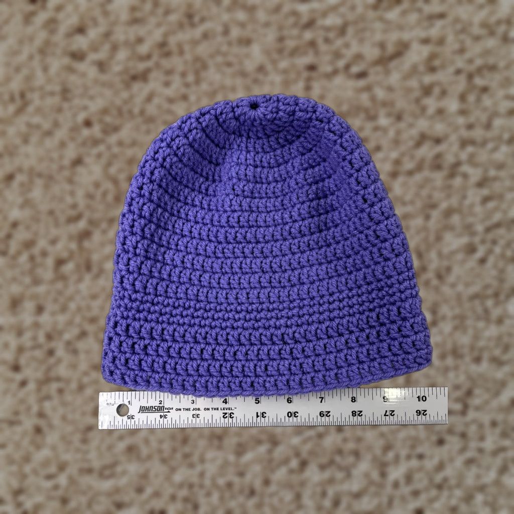 Vintage Handmade Purple Beanie One Size Adult Knit Acrylic Crochet Hat Unisex Adults Beanie Breathable Lightweight Winter Outdoor Ski Casual Travel Size ONE SIZE - 1 Thumbnail