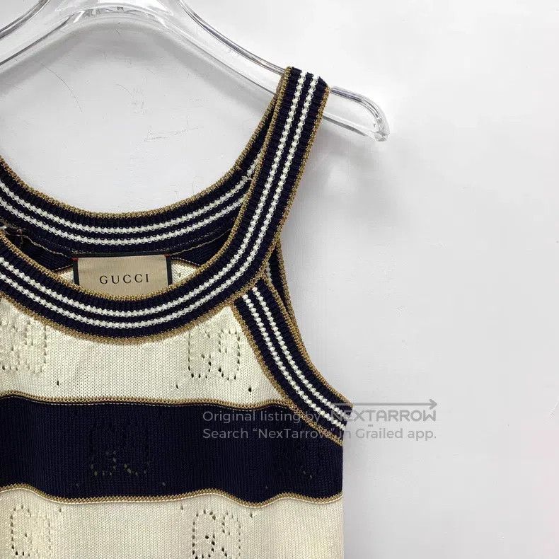 Gucci Gucci Colour-blocked striped double G hollow cotton suspen Size XS / US 0-2 / IT 36-38 - 3 Thumbnail