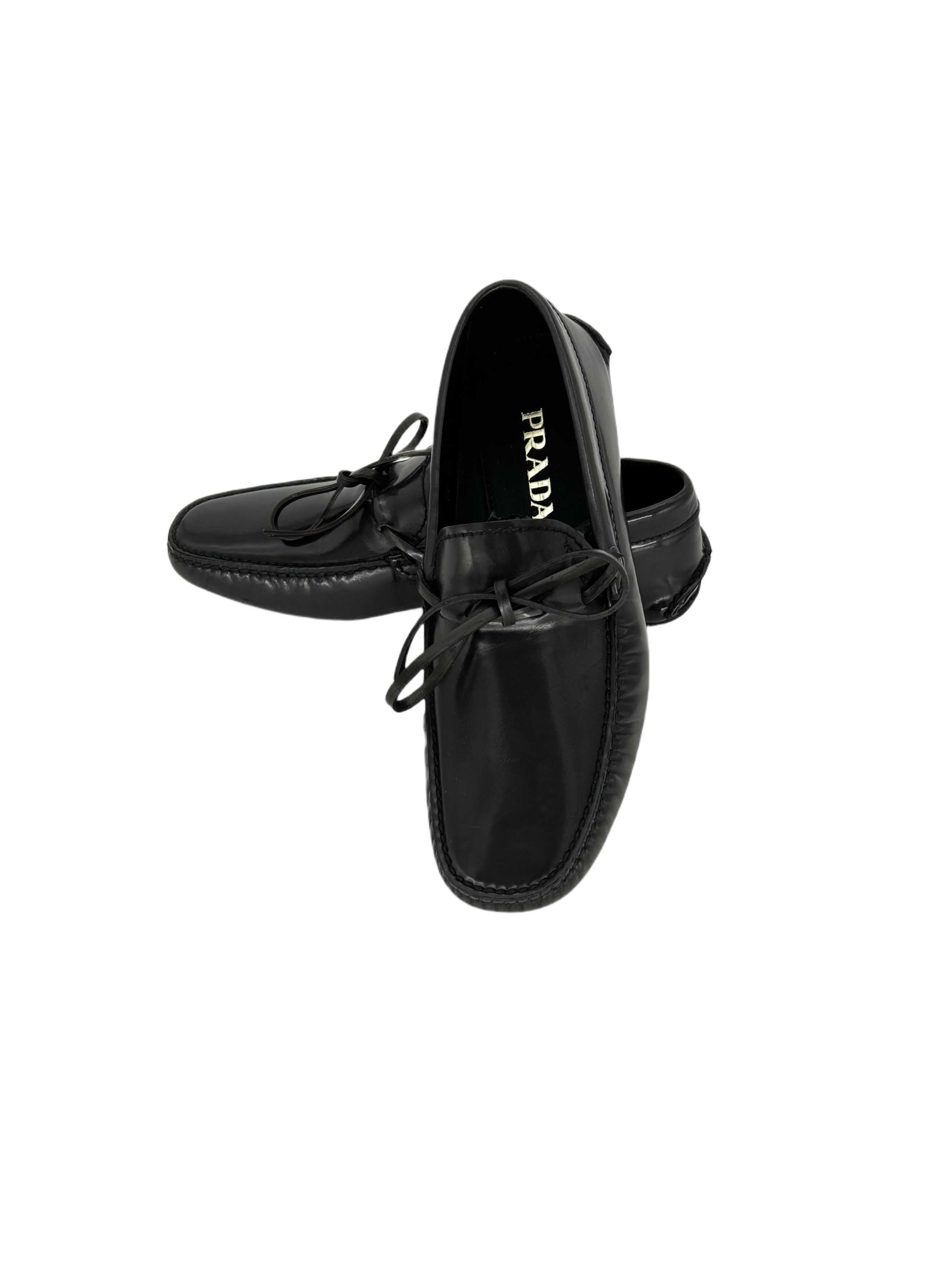 Prada Prada Grey Leather 'Driver' Shoes With Lace Detail Size US 6 / EU 39 - 4 Thumbnail