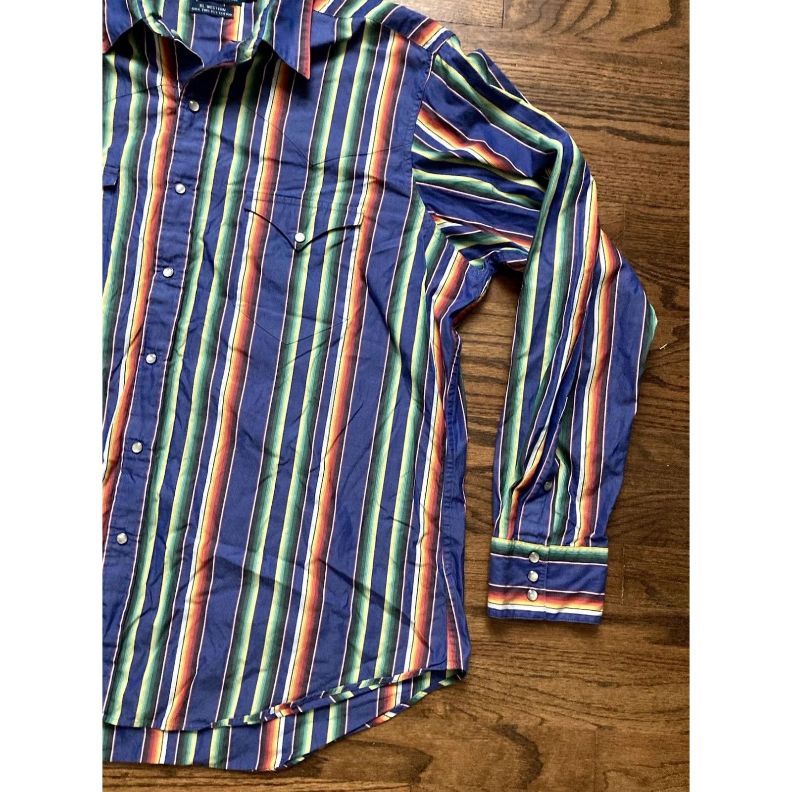 Polo Ralph Lauren Polo Ralph Lauren Western Shirt XL Multicolor Striped Pearl Snap Long Sleeve Button-Up Mens Size US XL / EU 56 / 4 - 3 Thumbnail