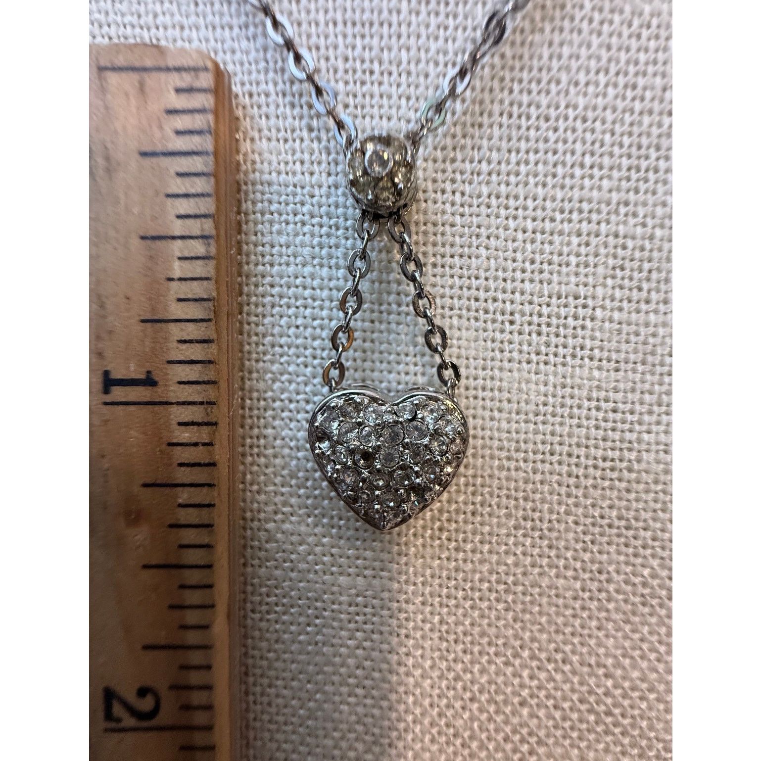 Other Vintage Piscitelli Pave Heart Pendant Necklace 20” Signed Size ONE SIZE - 4 Thumbnail