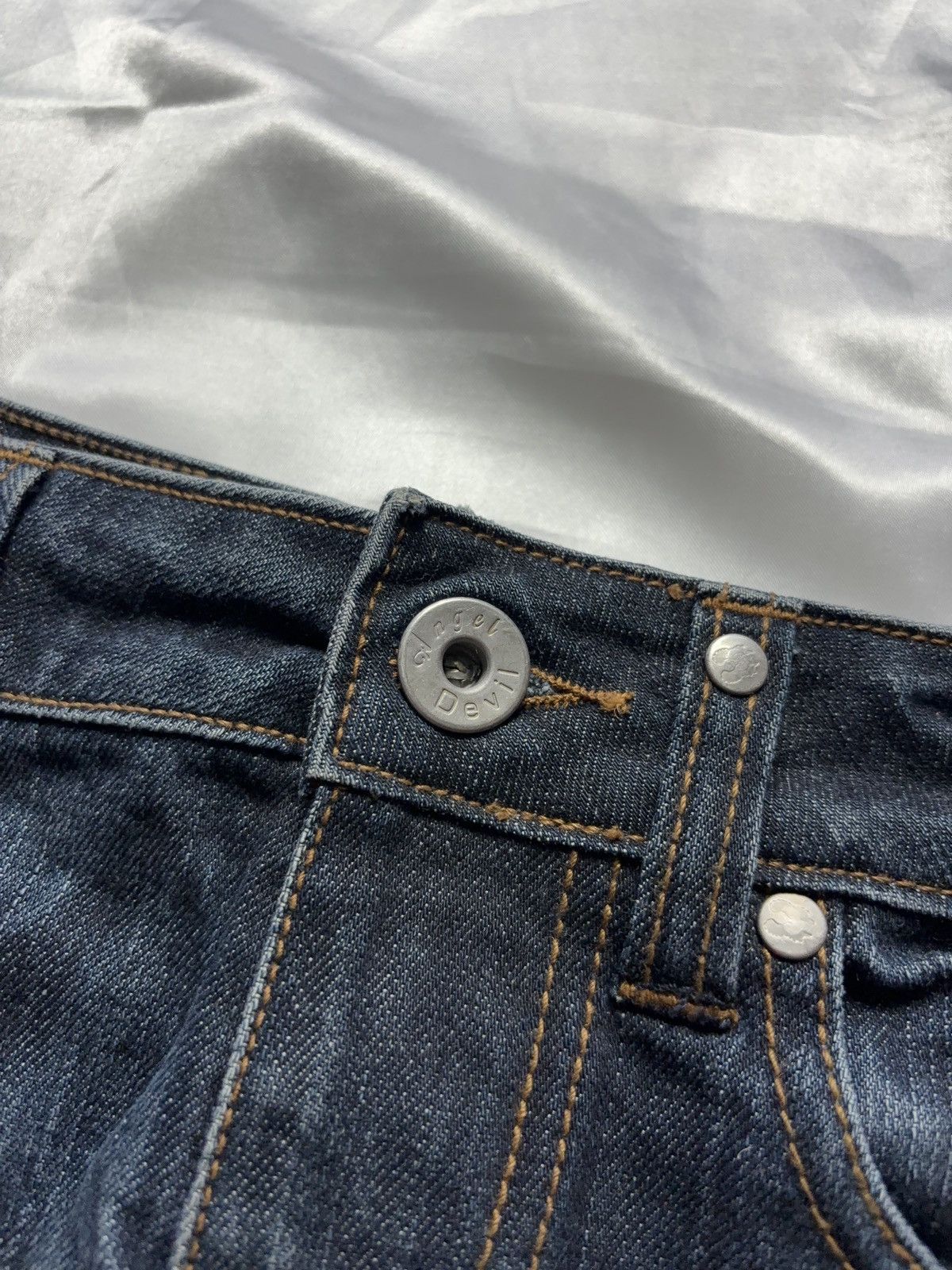 Japanese Brand × Vintage Angel devil Italian vintage washed denim mini skirt Size 27" / US 4 / IT 40 - 5 Thumbnail