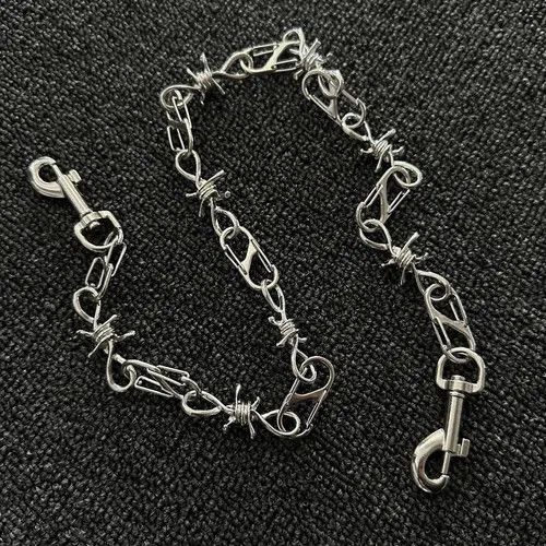 Jewelry Silver Barbed Wire Wallet Chain, Edgy Metal Link Chain Size ONE SIZE - 3 Thumbnail