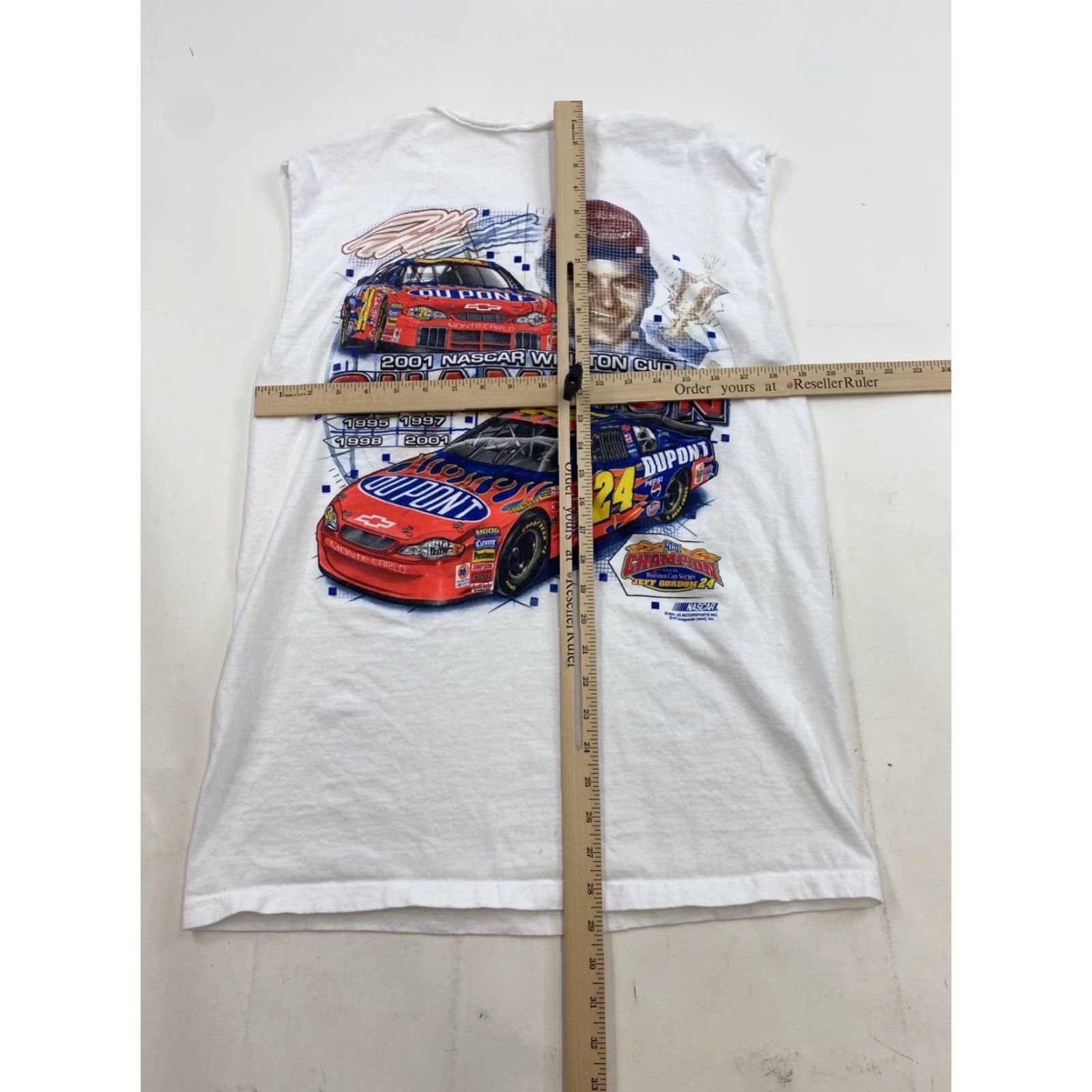 NASCAR VINTAGE NASCAR 2001 Jeff Gordon Winston Cup Champion Sleeveless Shirt Adult XL Tee Shirt White Men's L/XL Graphic Print Breatherable 100%Cotton Logo Size US L / EU 52-54 / 3 - 6 Thumbnail
