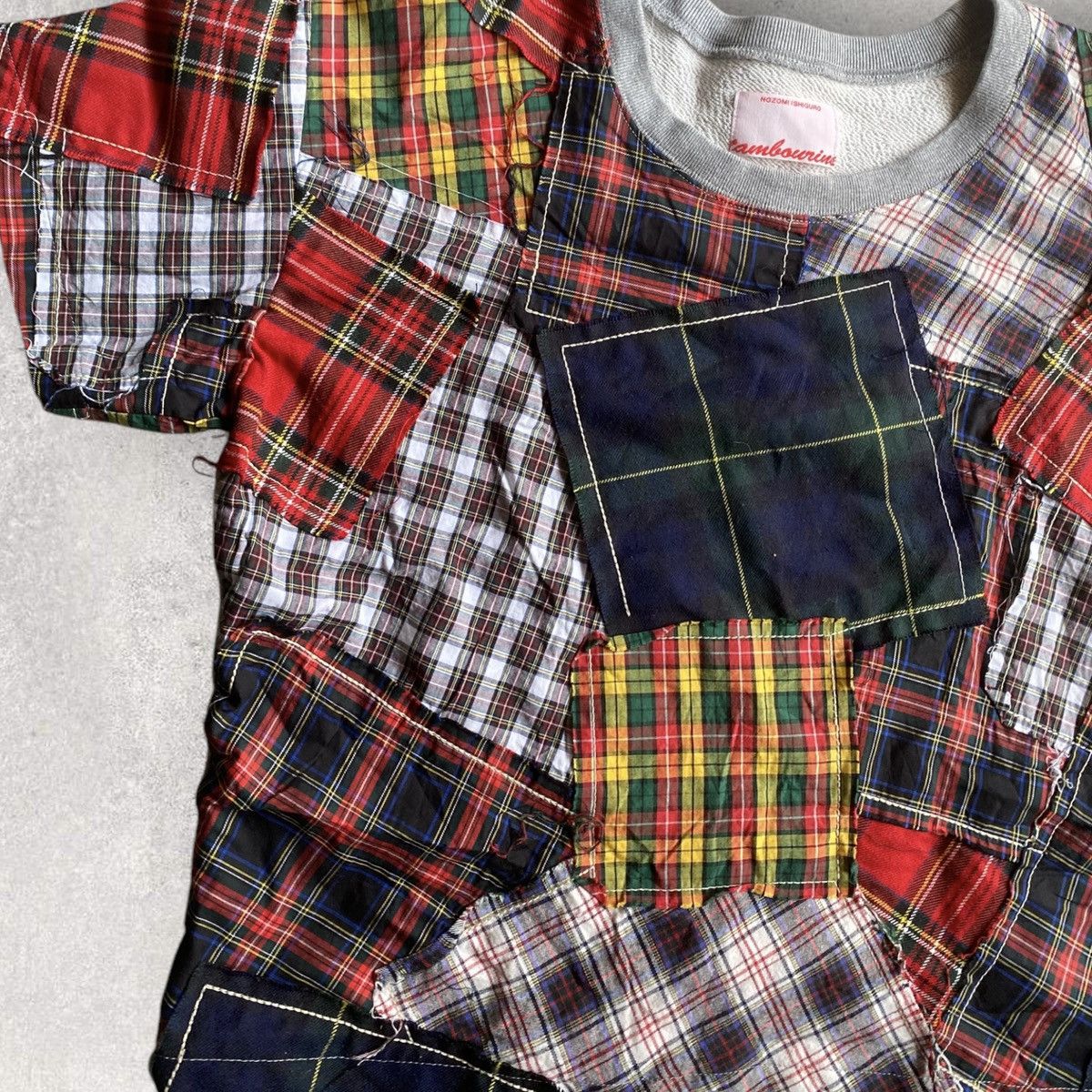 Nozomi Ishiguro 2014 Plaids Patchwork Short Sleeve Crop Sweatshirt Size US L / EU 52-54 / 3 - 3 Thumbnail