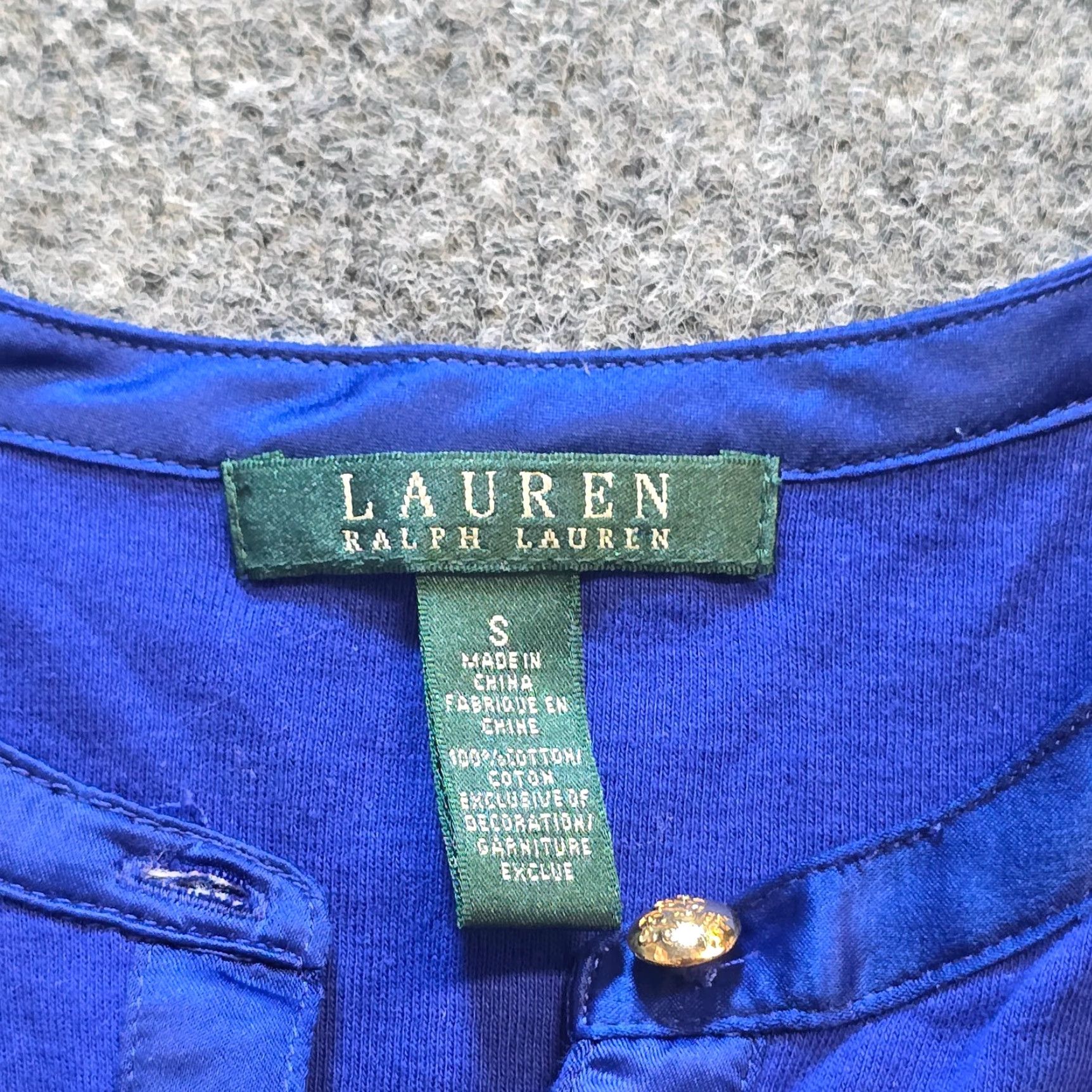 Ralph Lauren Lauren Ralph Lauren Top Womens S Blue Henley Embroidered Preppy Casual Size S / US 4 / IT 40 - 3 Thumbnail