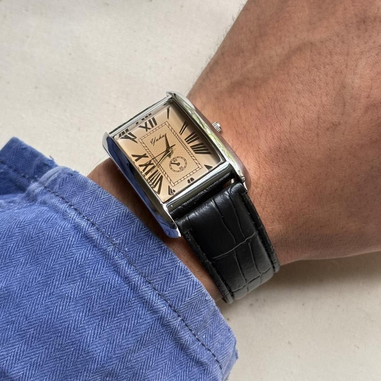 Vintage leather watch classy rich black luxury clock watch Size ONE SIZE - 5 Thumbnail