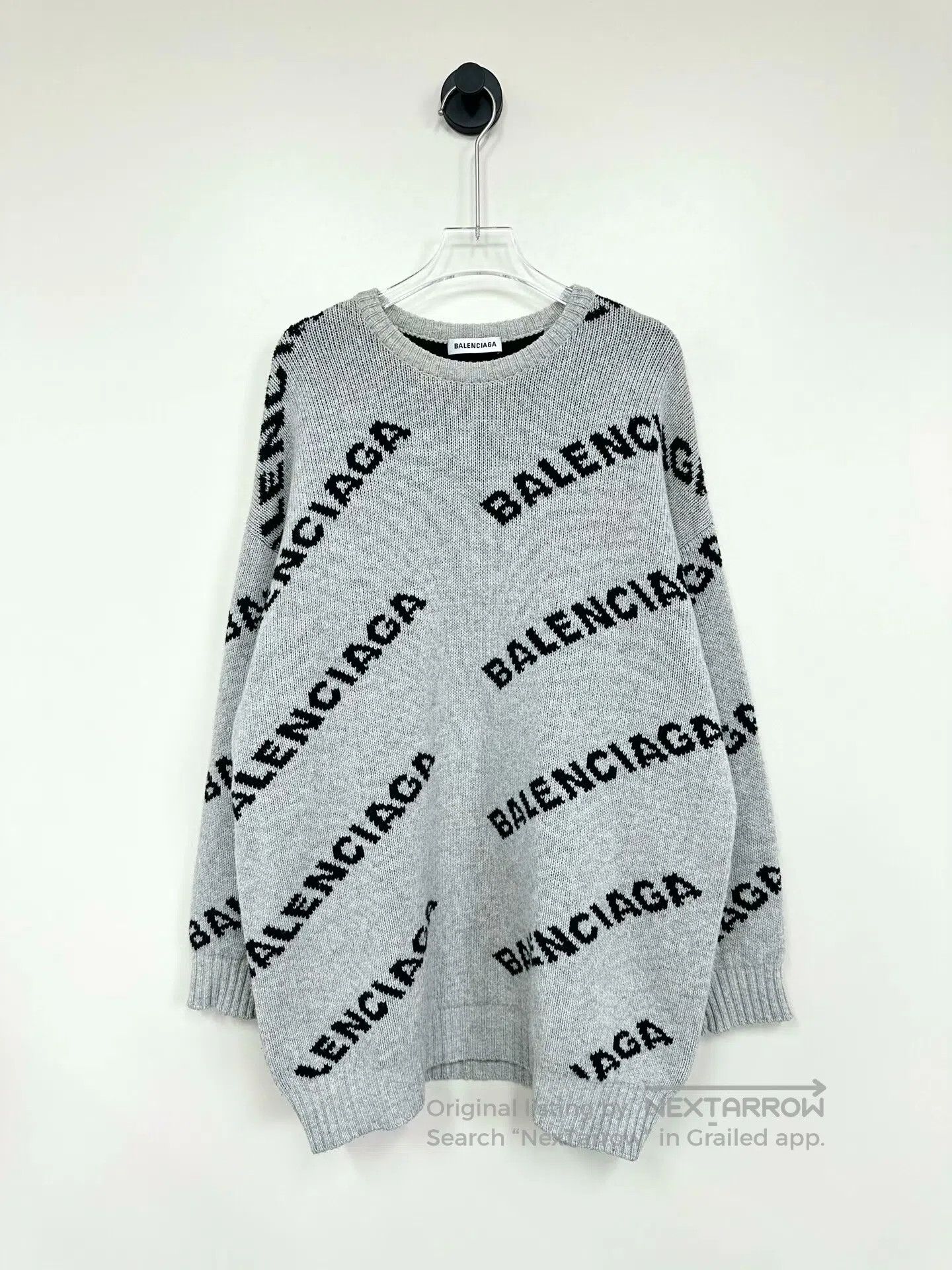 Balenciaga Balenciaga Grey Camo Printed Logo Knit Sweater| Size US S / EU 44-46 / 1 - 1 Thumbnail