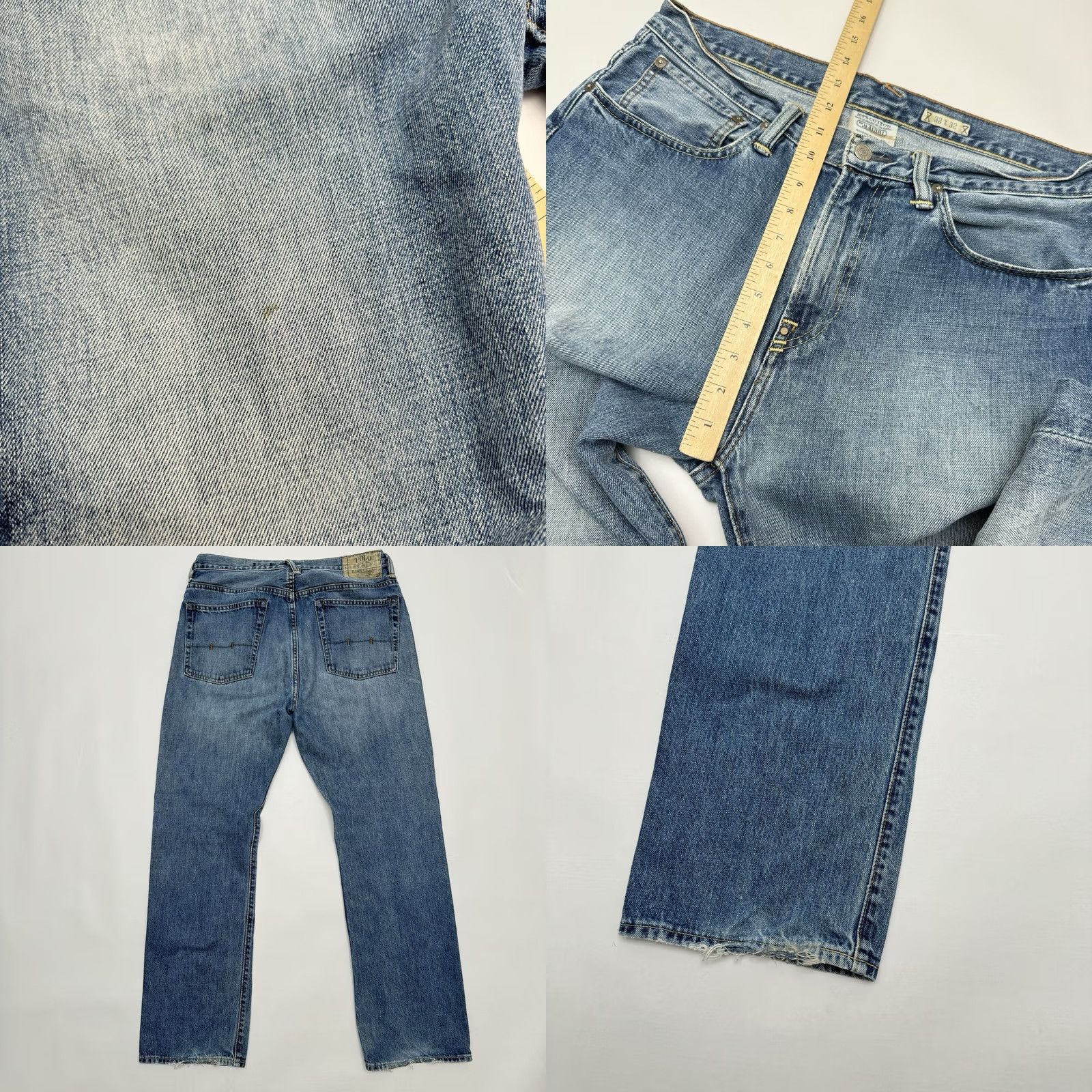 Polo Ralph Lauren VTG Polo Ralph Lauren Jeans Men's 32x32 Straight Distressed Blue Denim 90s Y2K Rails A Size US XS / EU 42 / 0 - 8 Thumbnail