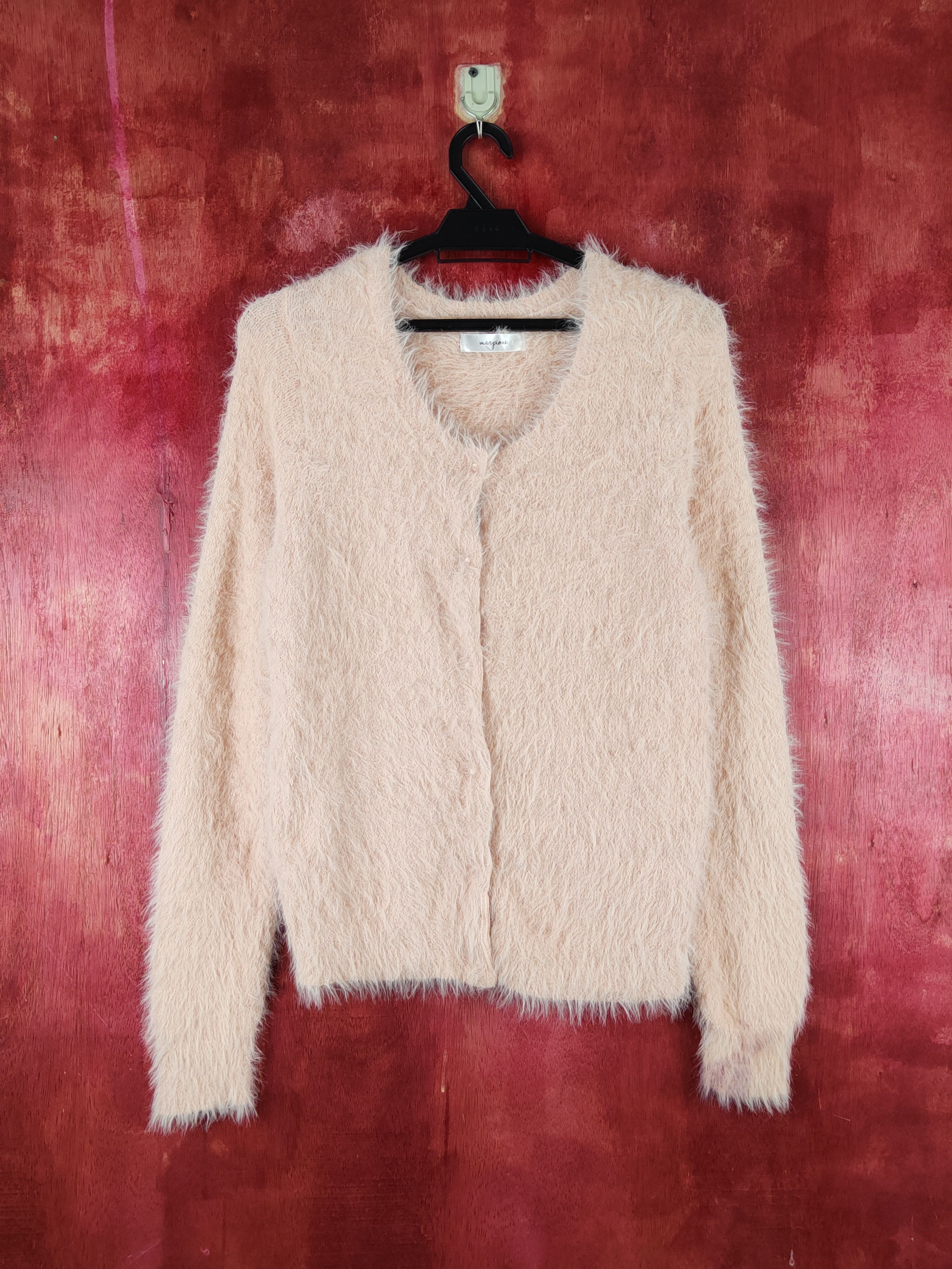 Aran Isles Knitwear Marpione Peach Fur Mohair Knitwear Cardigan #S1967 Size M / US 6-8 / IT 42-44 - 1 Thumbnail