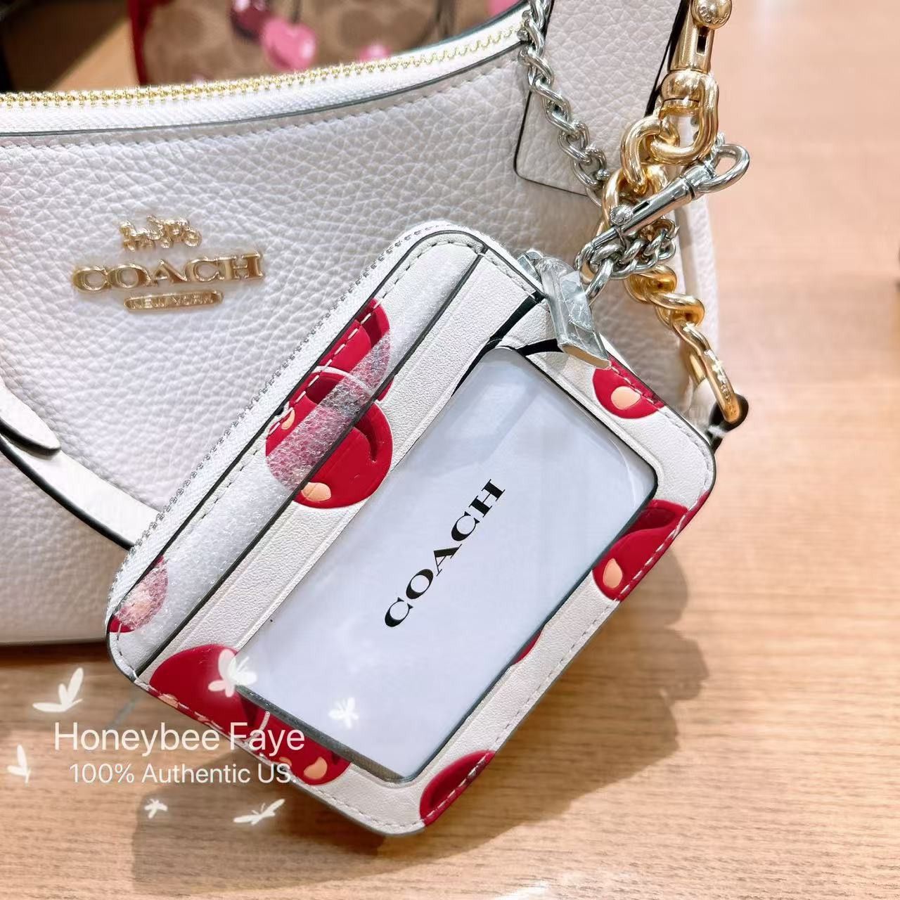 NWT Coach Zip Card Case With Cherry Print CZ761 Wallets