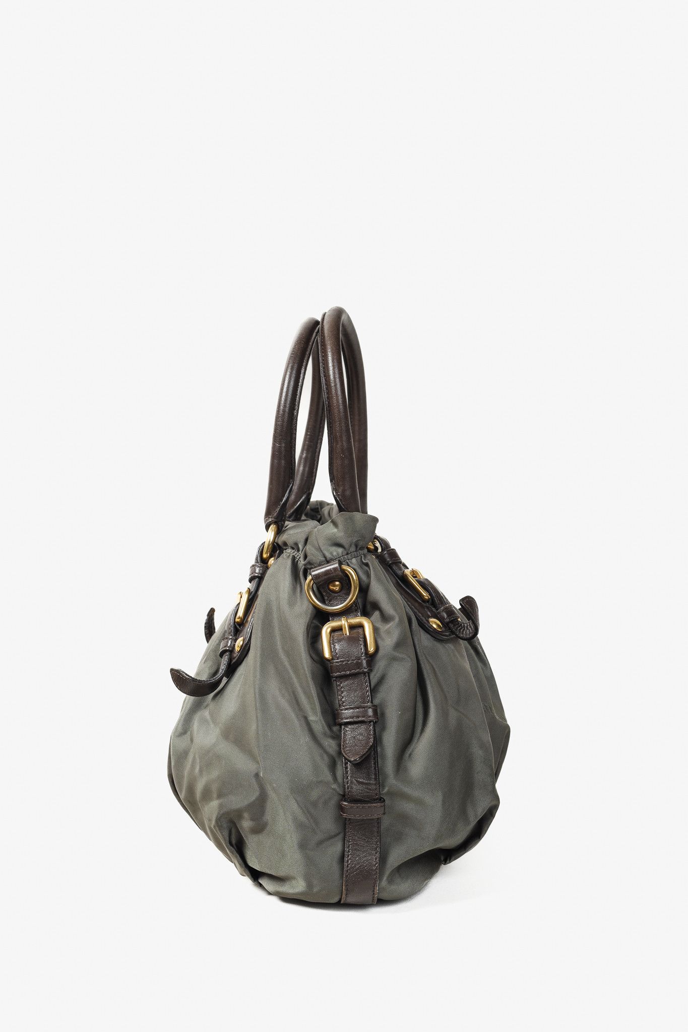 Prada Prada Green Tessuto Jacquard-Logo Leather-Trim 2-Way Bag Size ONE SIZE - 3 Thumbnail