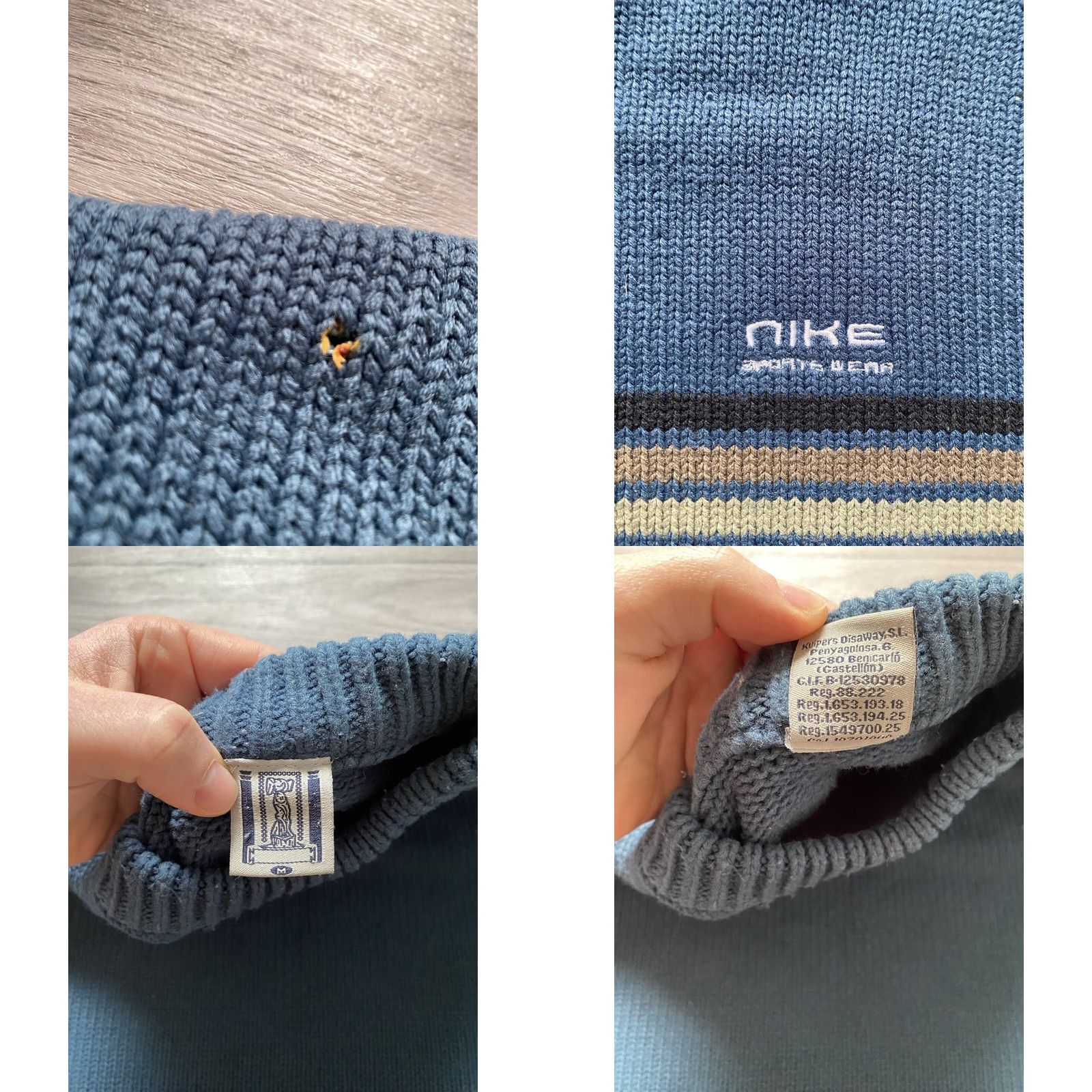 Nike VINTAGE Nike Mens Sweater Knitted Cotton Pullover Blue M Knit Jumper Size M Carded Regular Mens Size US M / EU 48-50 / 2 - 8 Thumbnail