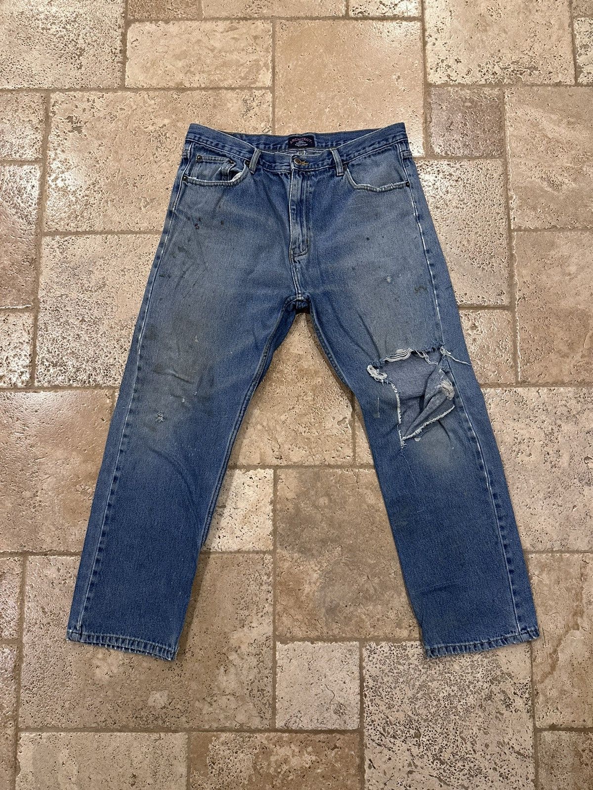 Architect × Vintage Vintage Architect Distressed Stone Paint Denim Blue Jeans Size US 36 / EU 52 - 1 Thumbnail