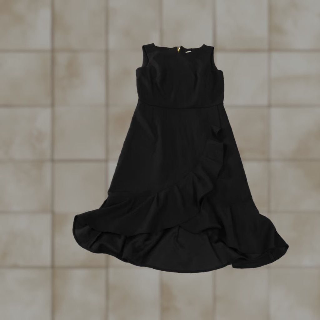 Calvin Klein Calvin Klein Dress Womens 4 Black Hi-Low Sleeveless Ruffle Hem Zip Spandex Polyester Size S / US 4 / IT 40 - 1 Thumbnail