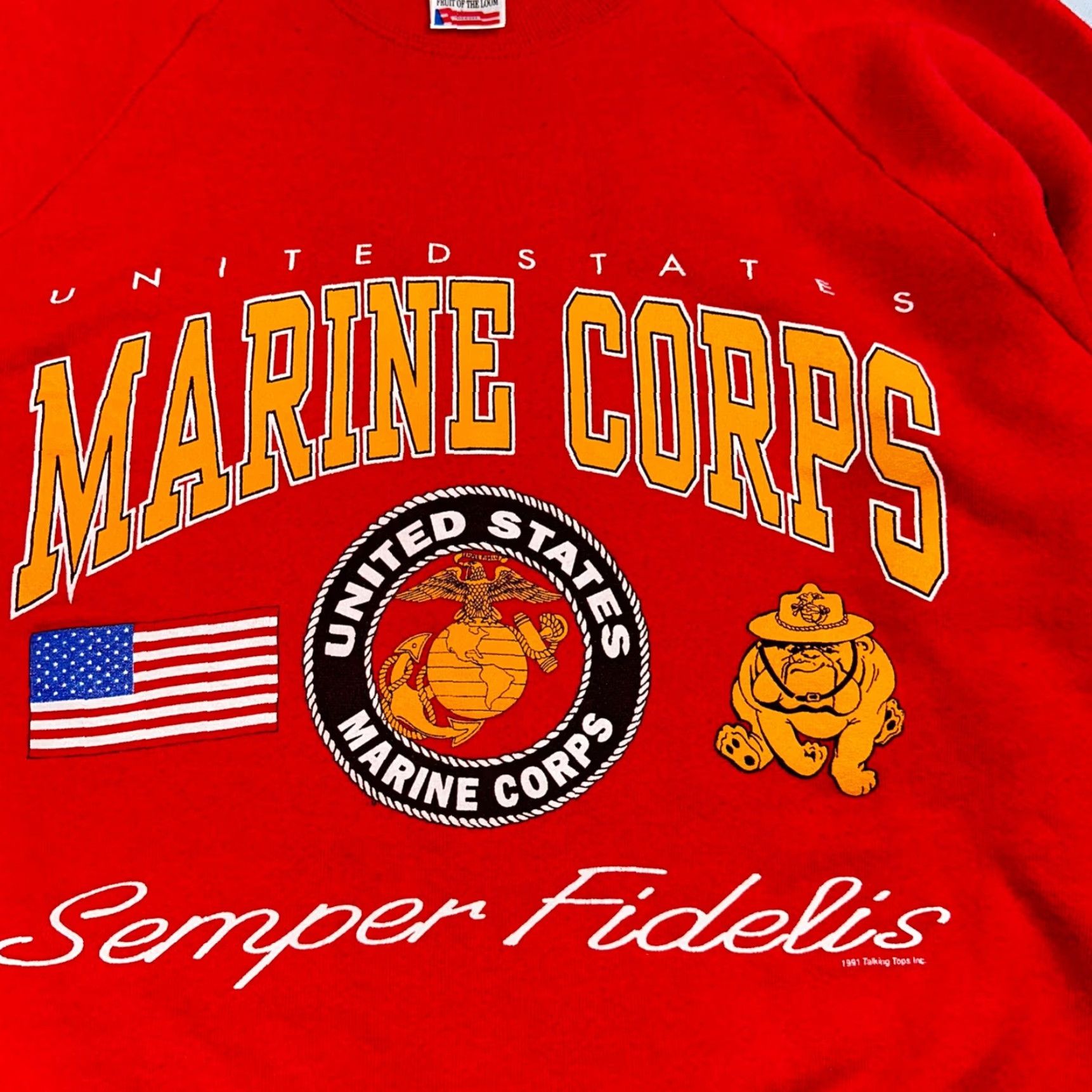 Fruit Of The Loom VINTAGE USMC Sweatshirt Red 90s Semper Fidelis FOTL Crewneck Pullover Mens L Size US L / EU 52-54 / 3 - 3 Thumbnail
