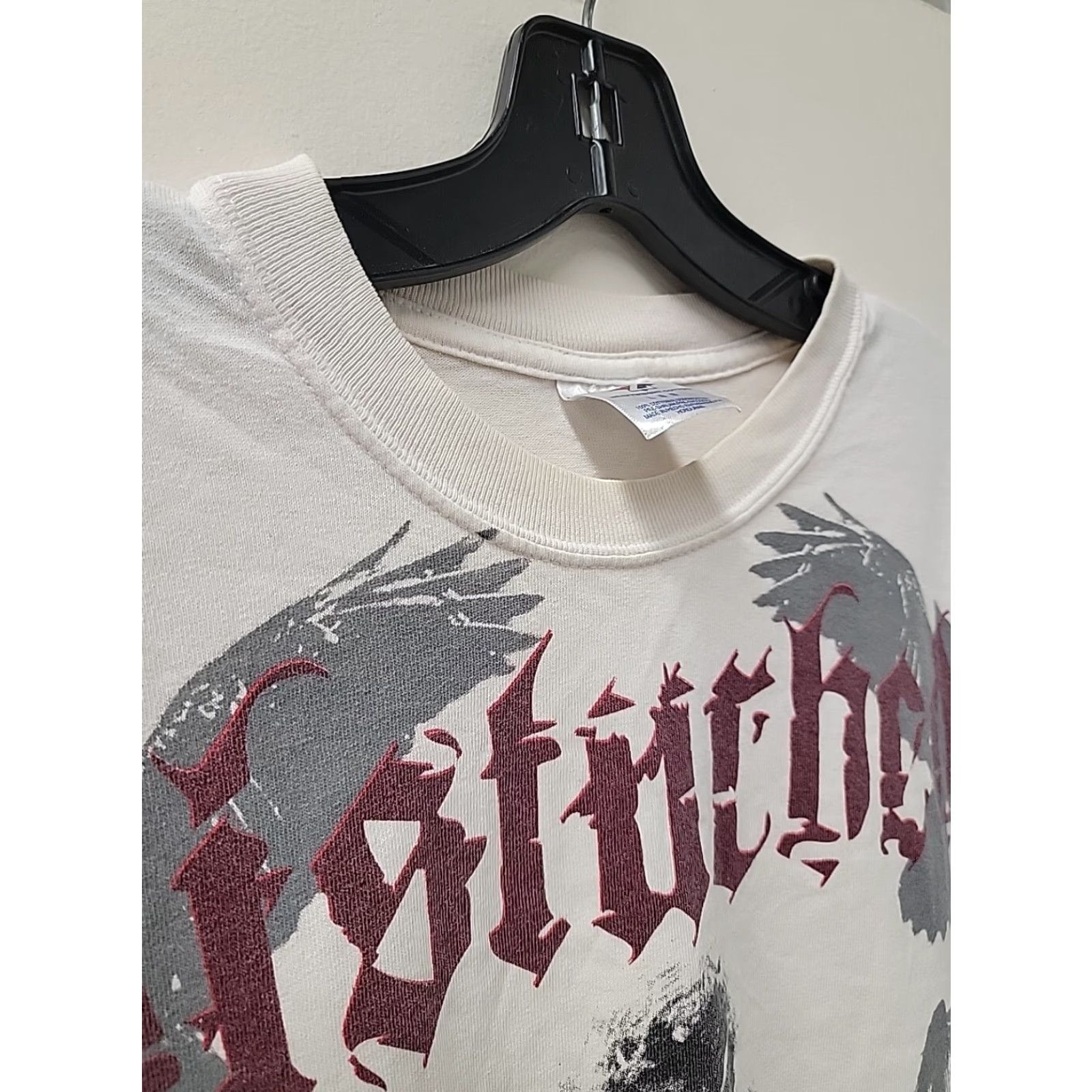 Jerzees VINTAGE Disturbed Gothic T-Shirt Mens L Jerzees White GOTHIC 90s Style Mens Shirt LJ Size US L / EU 52-54 / 3 - 2 Thumbnail