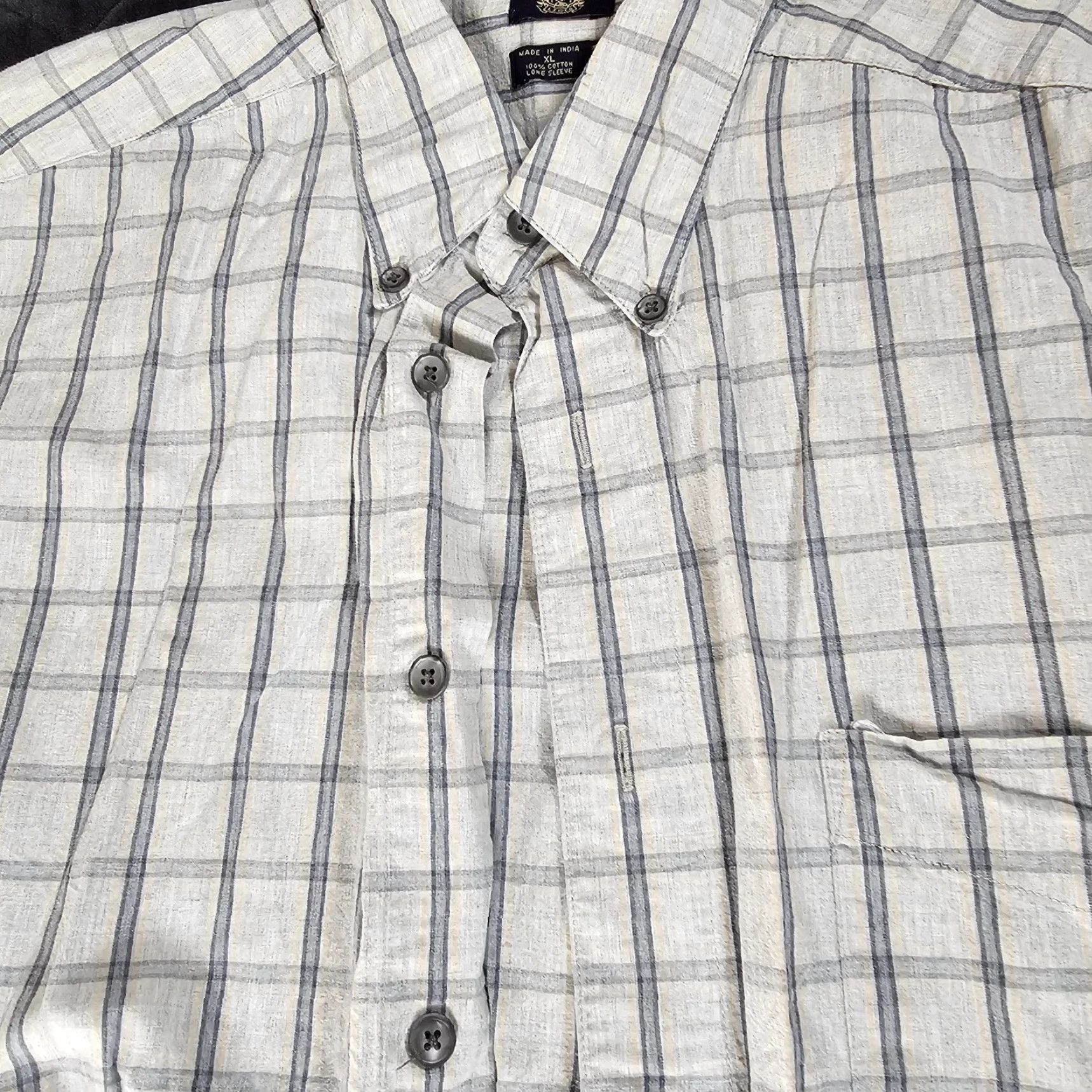 Dockers DOCKERS Button-Up Shirt Men XL Long Sleeve Gray Plaid Cotton Casual Size US XL / EU 56 / 4 - 3 Thumbnail