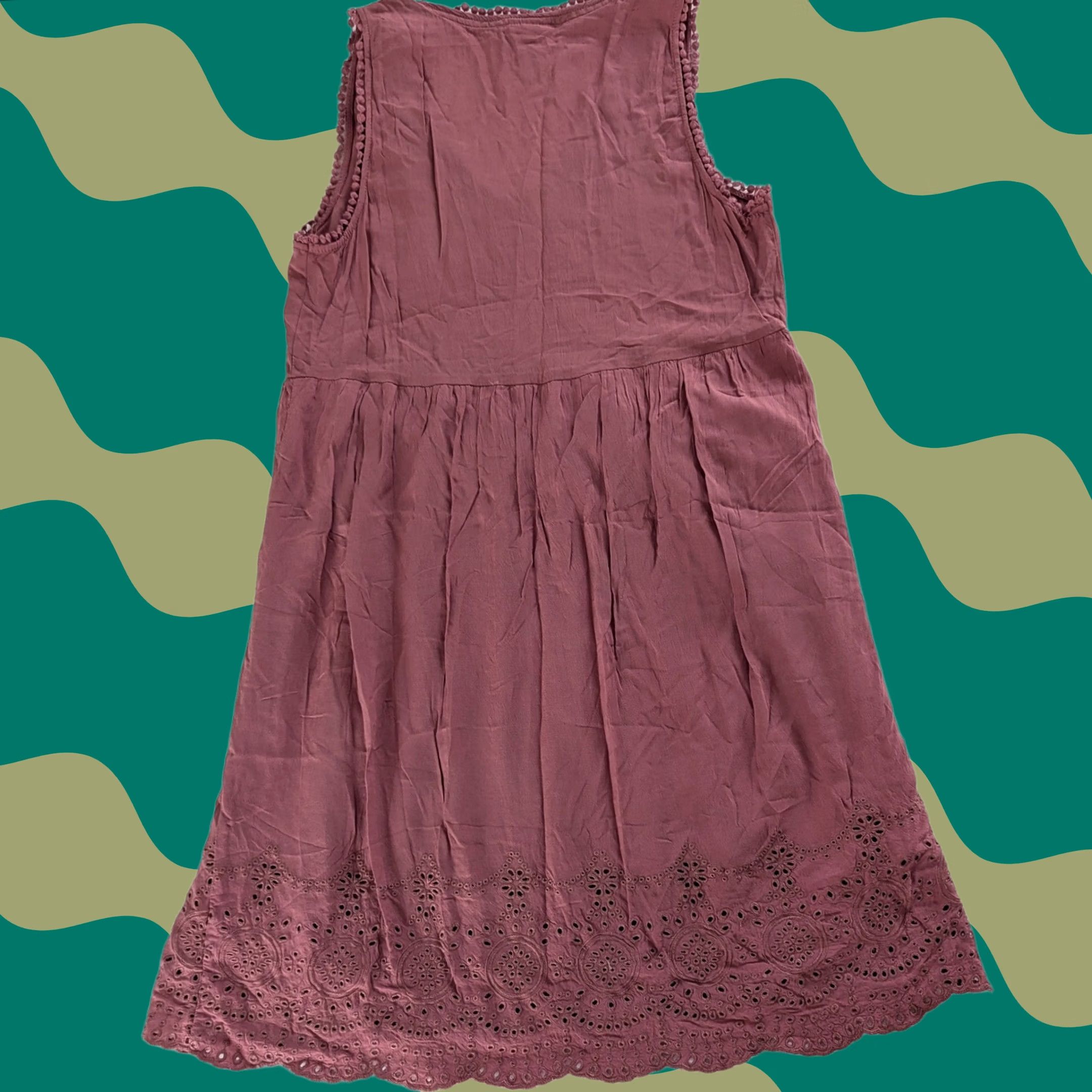 Vintage Knox Rose Embroidered Dress Pink Mauve Sleeveless V-Neck Womens M Size M / US 6-8 / IT 42-44 - 1 Thumbnail