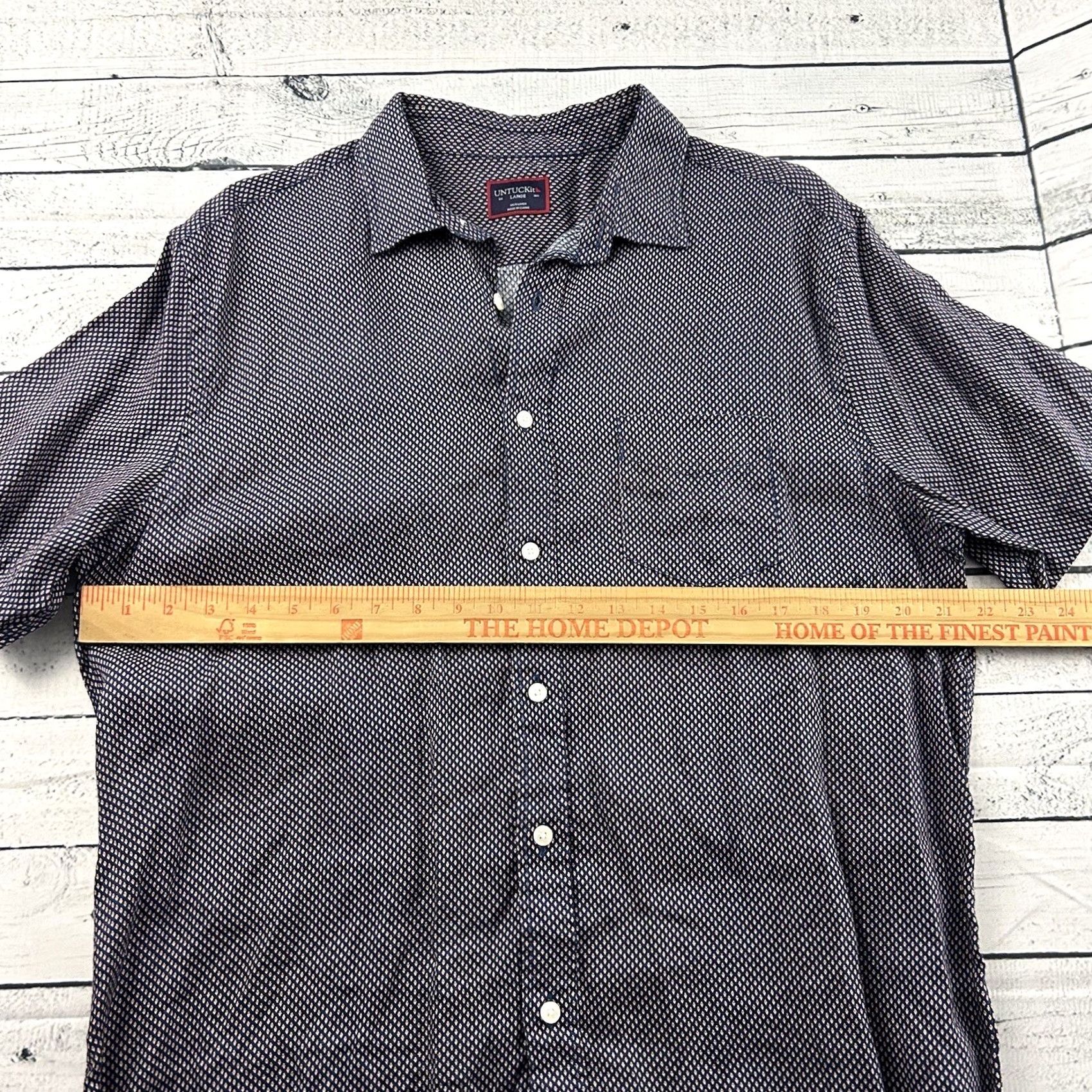 UNTUCKit UNTUCKit Shirt Short Sleeve 100% Linen Button Front Pocket Men's Large Blue Size US L / EU 52-54 / 3 - 3 Thumbnail