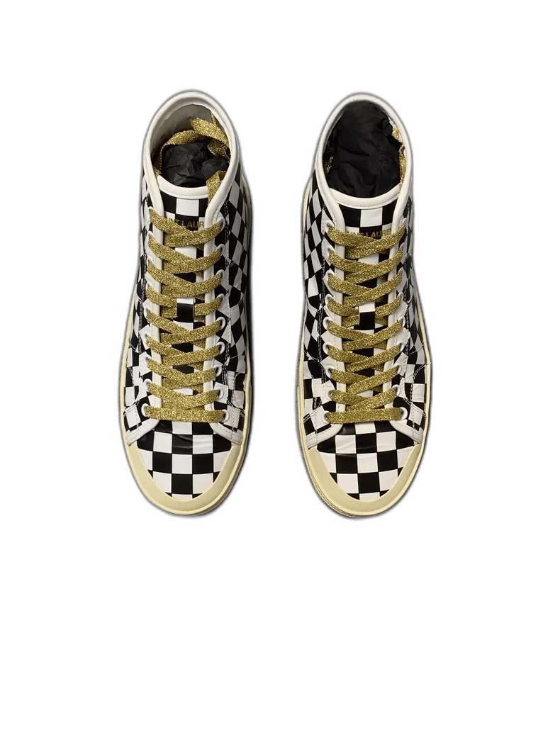 Saint Laurent High-Top Checkerboard Sneakers