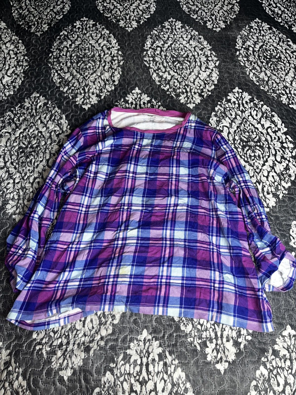 Other Kim Rogers Purple and Blue Plaid Long Sleeve Top Size XXL / US 16-18 / IT 52-54 - 2 Thumbnail
