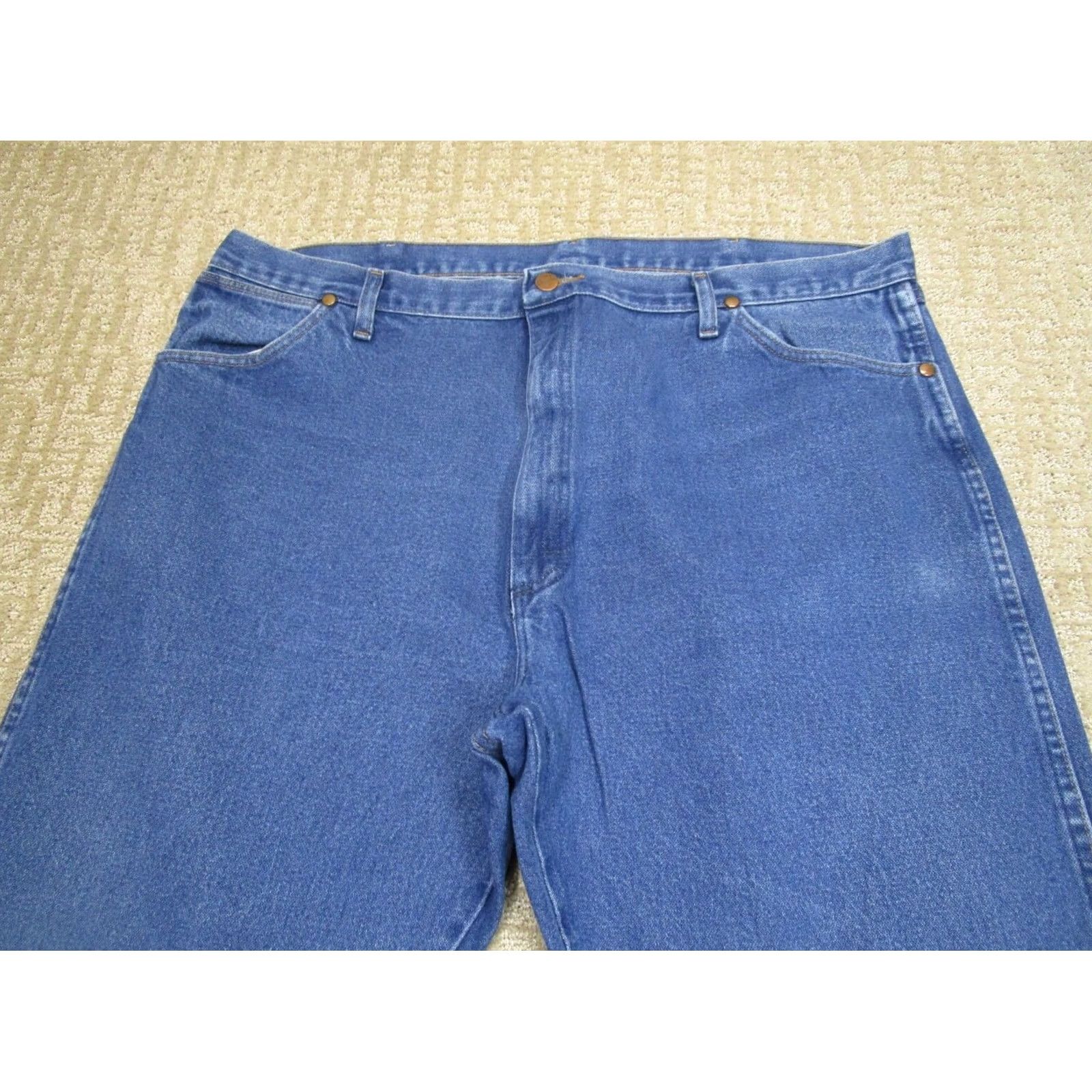 Wrangler Wrangler Jeans Mens 42x32 Light Wash Original Fit Cowboy Cut Denim 5-Pocket Logo Jeans Cowboy Cut Regular Fit Blue Pants Size US 42 / EU 58 - 2 Thumbnail