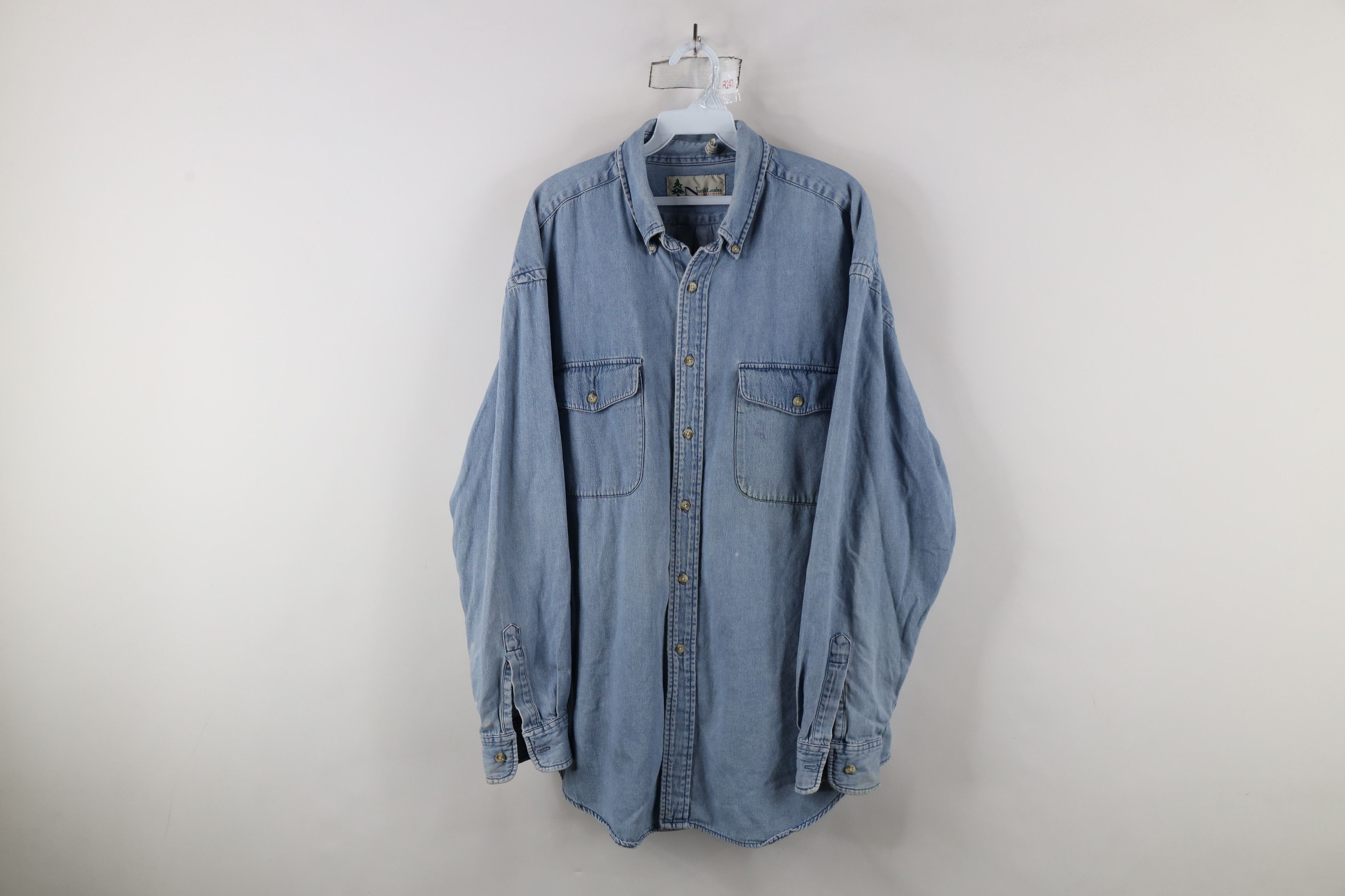 Vintage Vintage 90s Streetwear Denim Jean Button Down Shirt Blue Size US XL / EU 56 / 4 - 1 Thumbnail