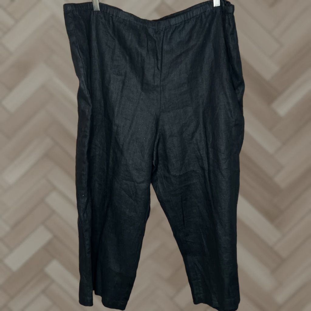 JM Collection JM Collection Linen Pants Womens 18W Black Straight Leg Size 40" / US 18 - 1 Thumbnail