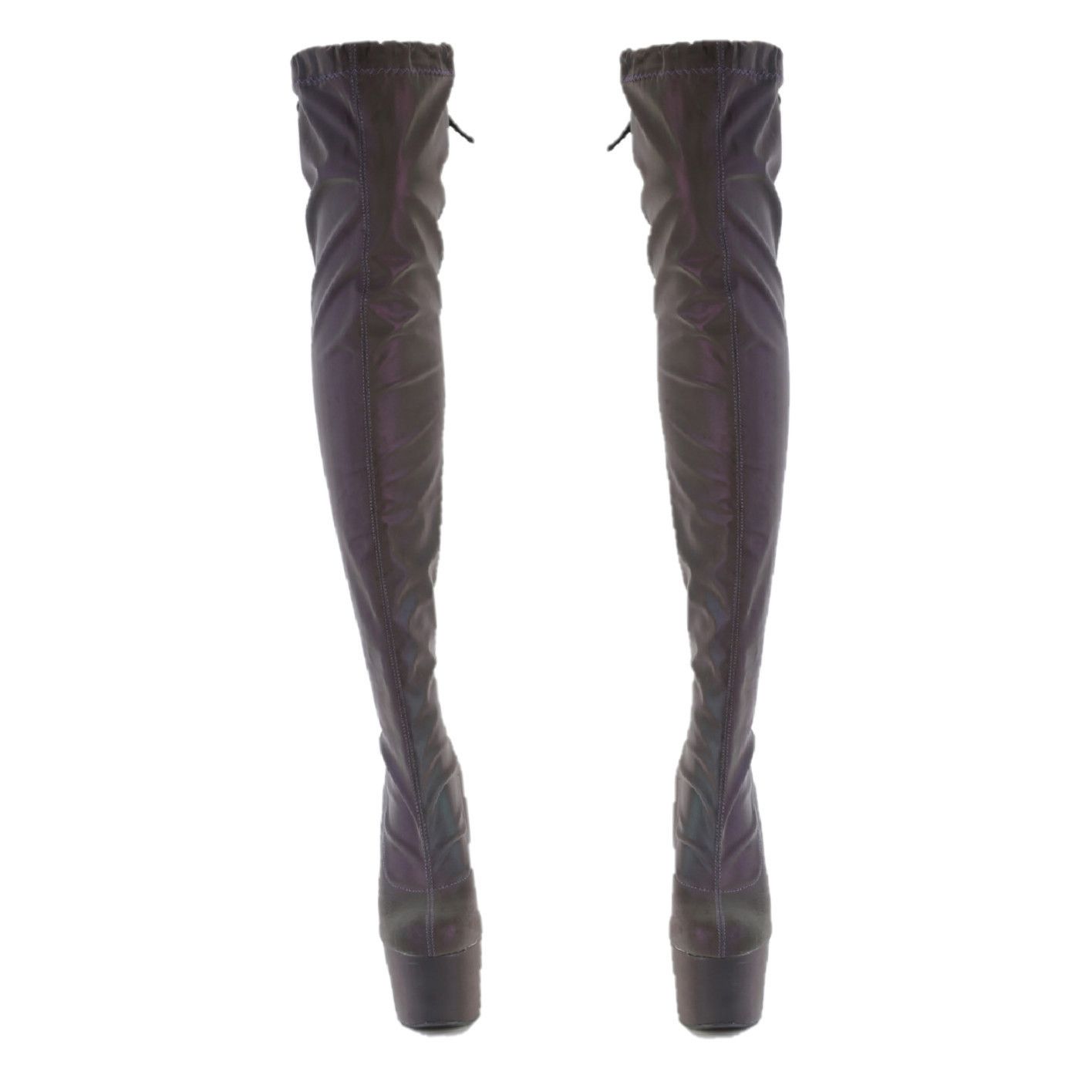 Other Pleaser Reflective Stretch Thigh High Platform 7 Inch High H Size US 7 / IT 37 - 3 Thumbnail