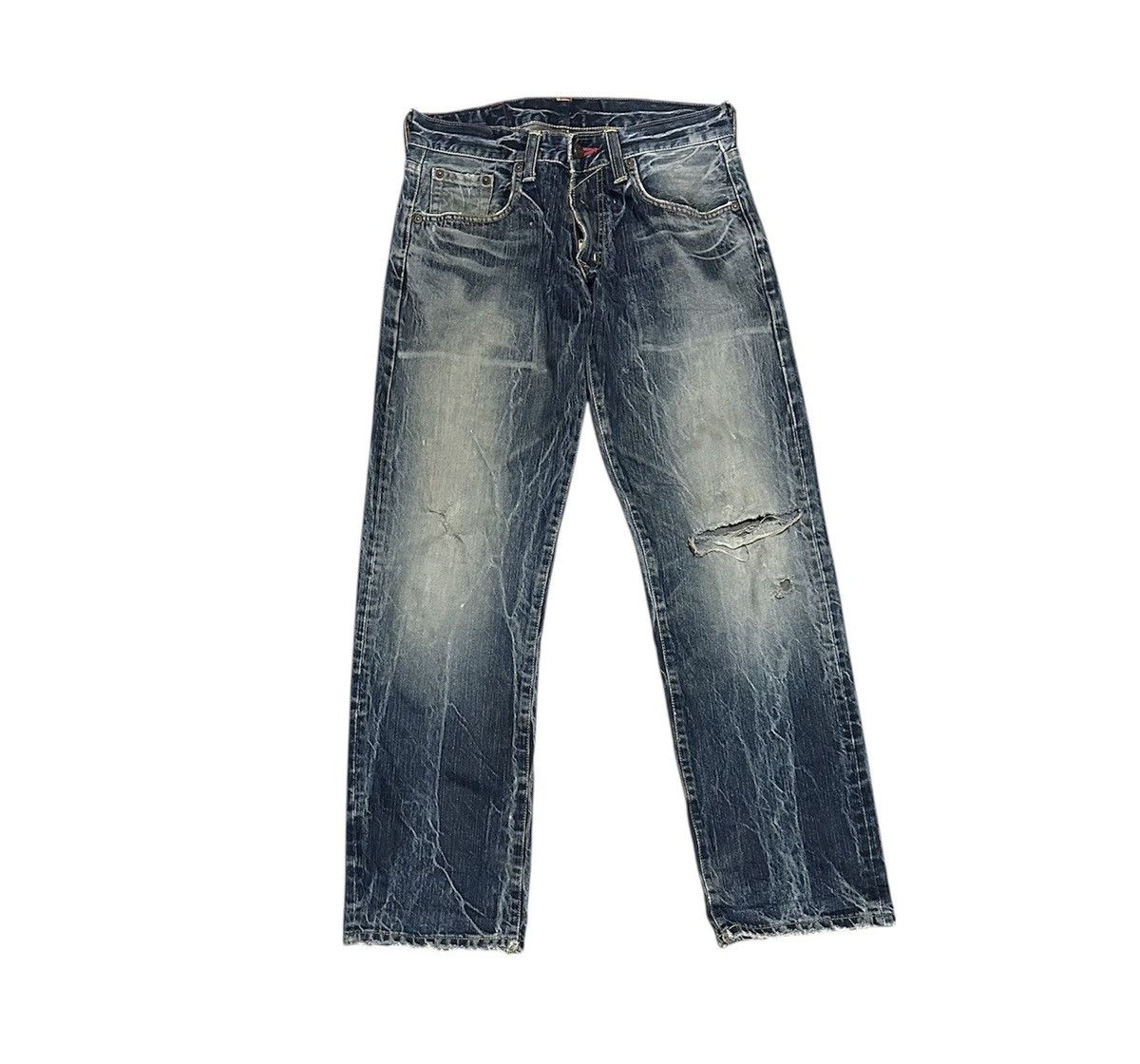Edwin Vintage Edwin 504 Straight Leg Jeans Distressed Size US 31 - 1 Thumbnail